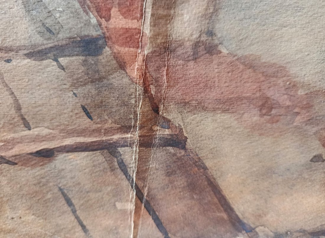 Watercolor painting Daytime construction Unknown artist - 8