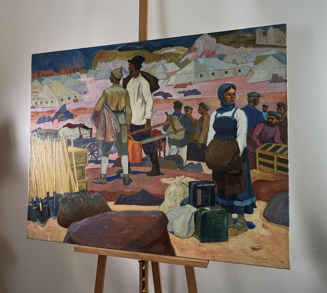 Oil painting Military camp Serhiy Gnoyovy - 2