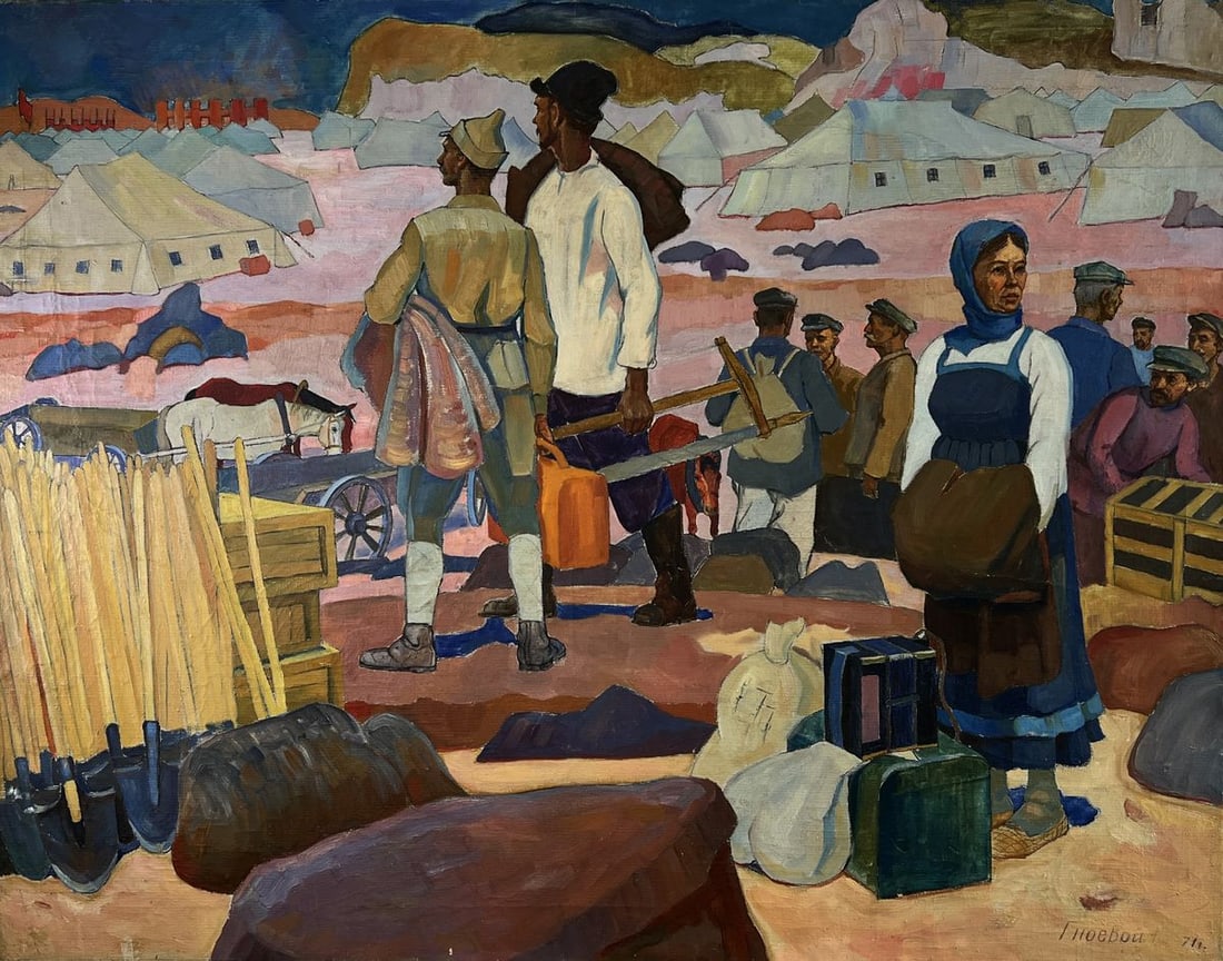 Oil painting Military camp Serhiy Gnoyovy - 3