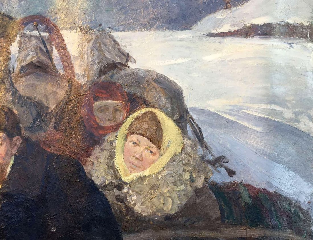 Social realism oil painting Goodbye Shusha Berkuta Kommunar Savelievich Nikolenko Alexander - 7