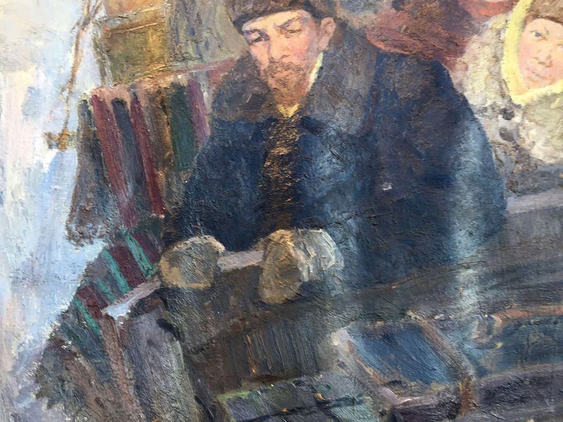 Social realism oil painting Goodbye Shusha Berkuta Kommunar Savelievich Nikolenko Alexander - 9