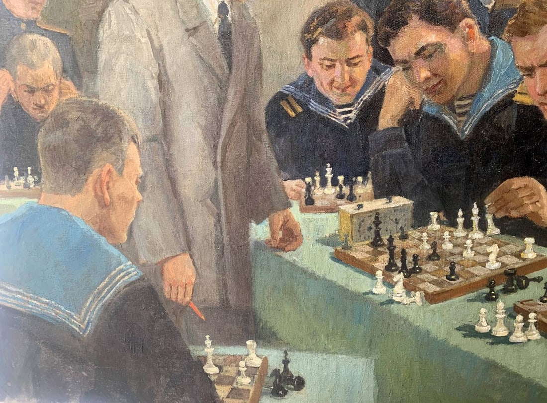 Social realism oil painting Chess tournament Evgeny Ivanovich Danilevsky - 7