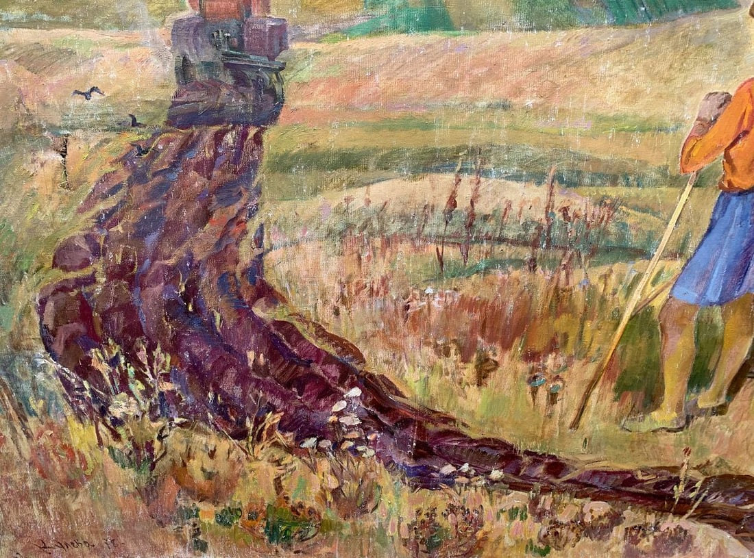 Social realism oil painting Days on the field Barinova-Kuleba Vera Ivanovna - 7