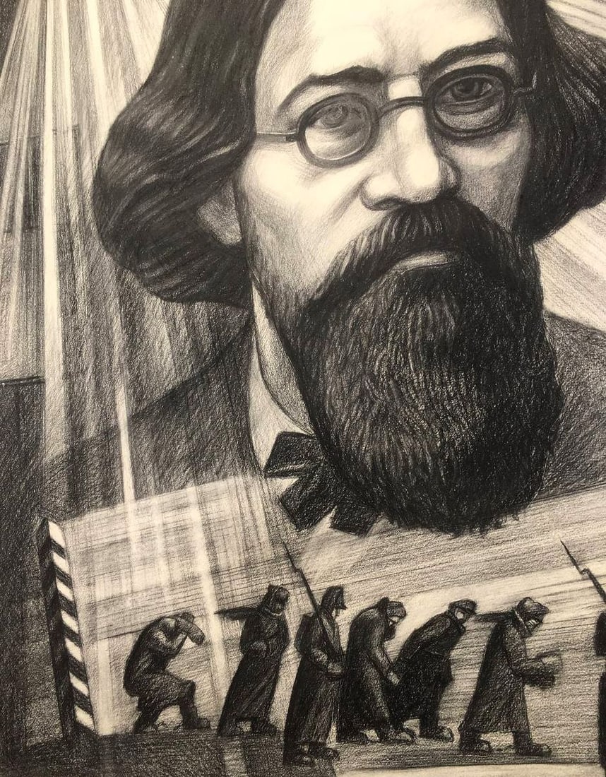 Pencil painting In memory of Chernyshevsky Yarovoy Nikolay Nikolaevich Sergeeva L.G. - 3