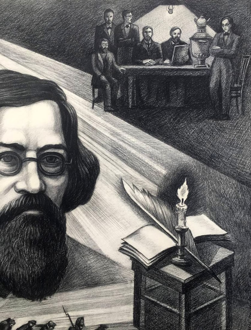 Pencil painting In memory of Chernyshevsky Yarovoy Nikolay Nikolaevich Sergeeva L.G. - 5