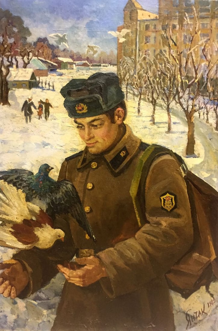 Oil painting Return of the soldier to his homeland Yanchak Elena Vatslavovna: Title: Oil painting Return of the soldier to his homeland Yanchak Elena Vatslavovna Description: NoVern 247 *** ABOUT THIS PAINTING *** * TITLE: "Return of the soldier to his homeland" * ARTISTS: Yanc