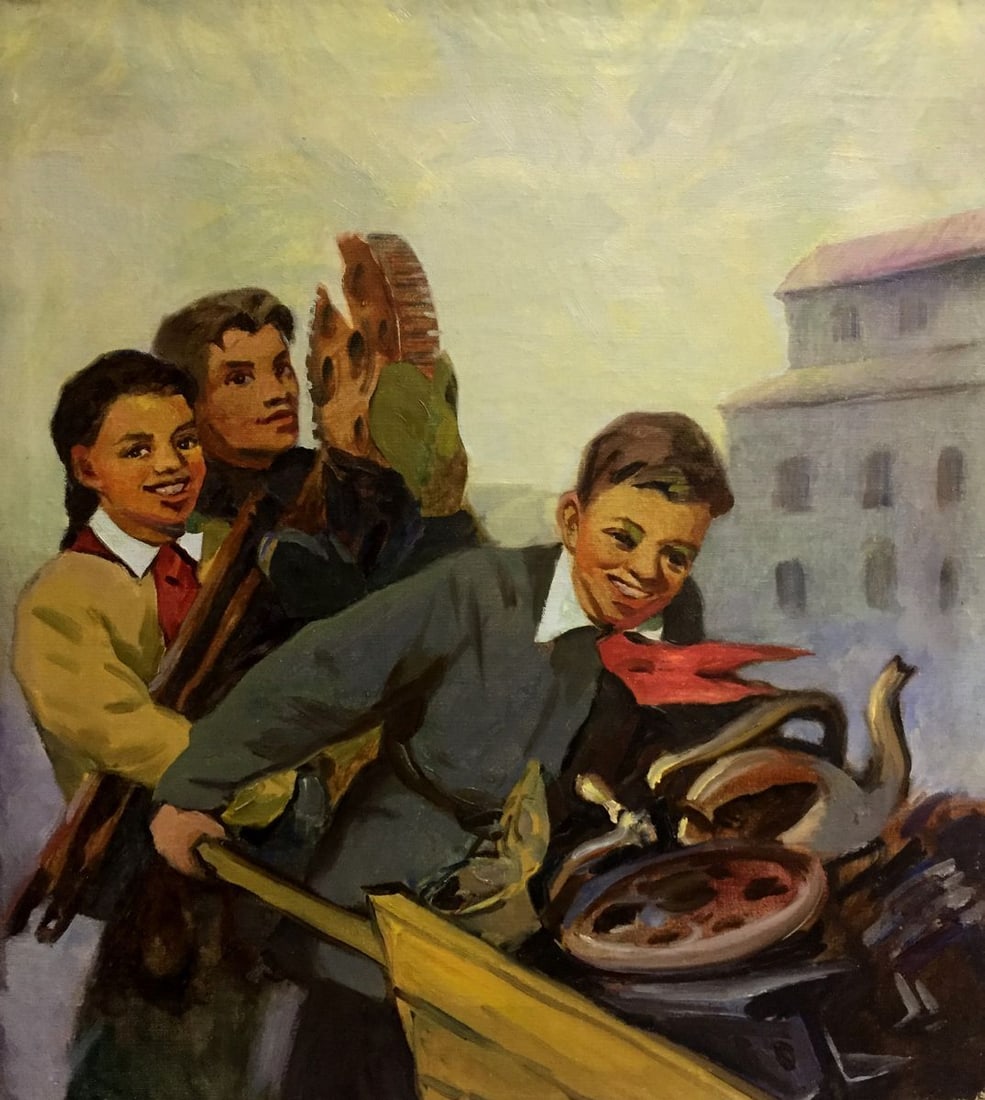 Oil painting After work: Title: Oil painting After work Description: NoVern 271 *** ABOUT THIS PAINTING *** * TITLE: "After work" * SIZE: 70x62 cm/'27.55x24.40 inches' * MEDIUM: oil, canvas * HAND PAINTED: Original