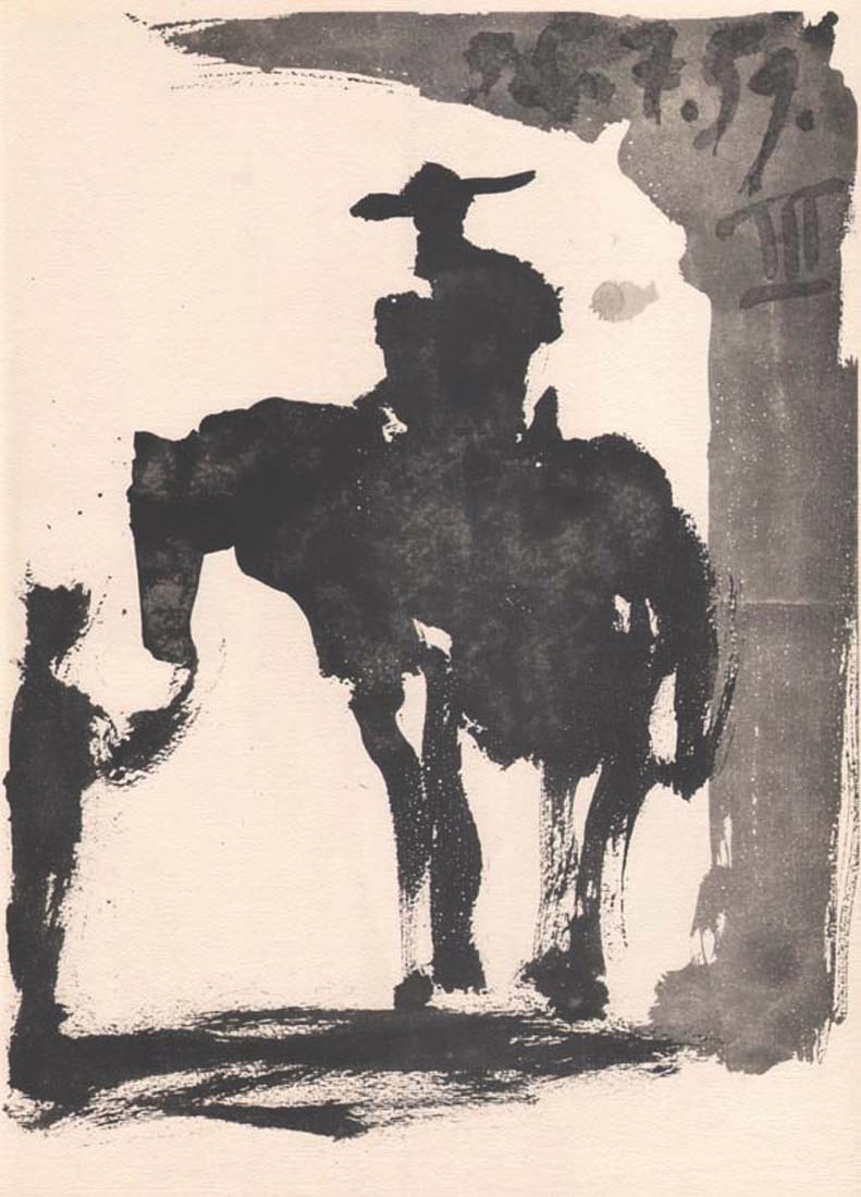Pablo Picasso Toros y Toreros 3 dated 5/7/59*: Title: Pablo Picasso Toros y Toreros 3 dated 5/7/59* Artist: Pablo Picasso Description: Artist: Pablo Picasso County: Spain Title: Toros y Toreros 3 dated 5/7/59 Medium: Bichromie Paper size: On vellu