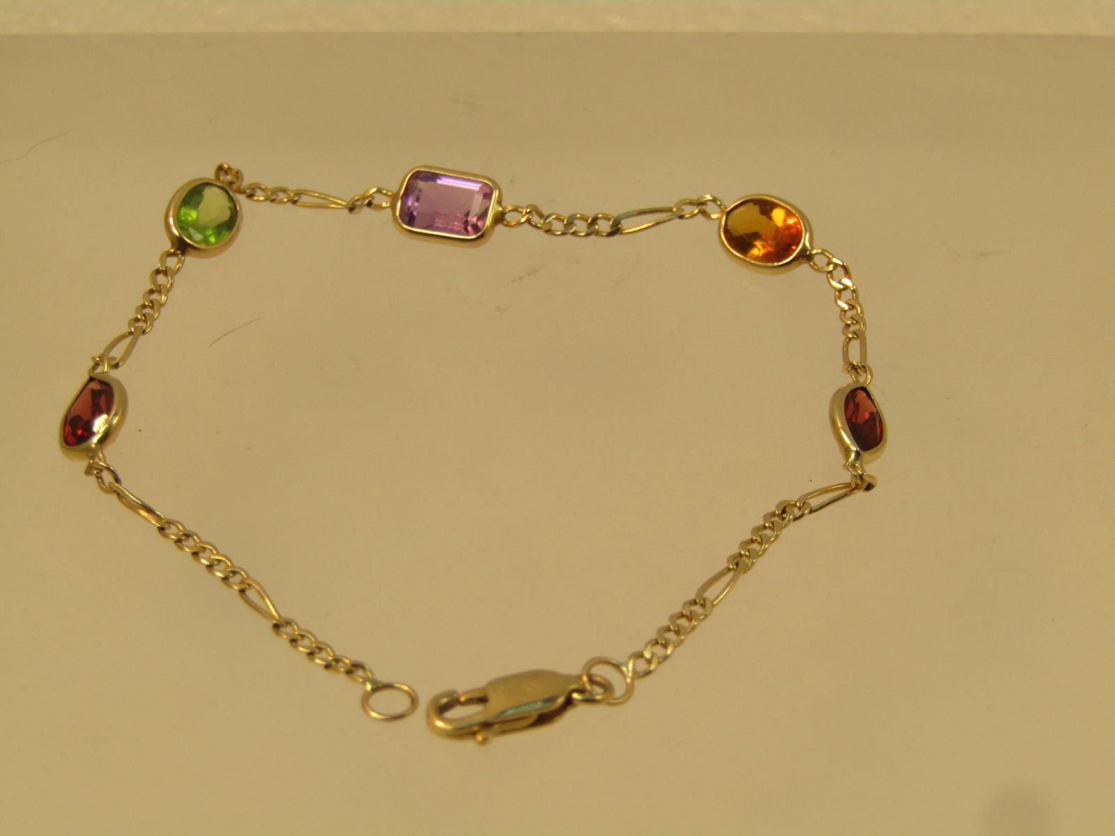 Vintage 14kt Mixed Gemstone Bracelet, 7.25m, 1980's - 2