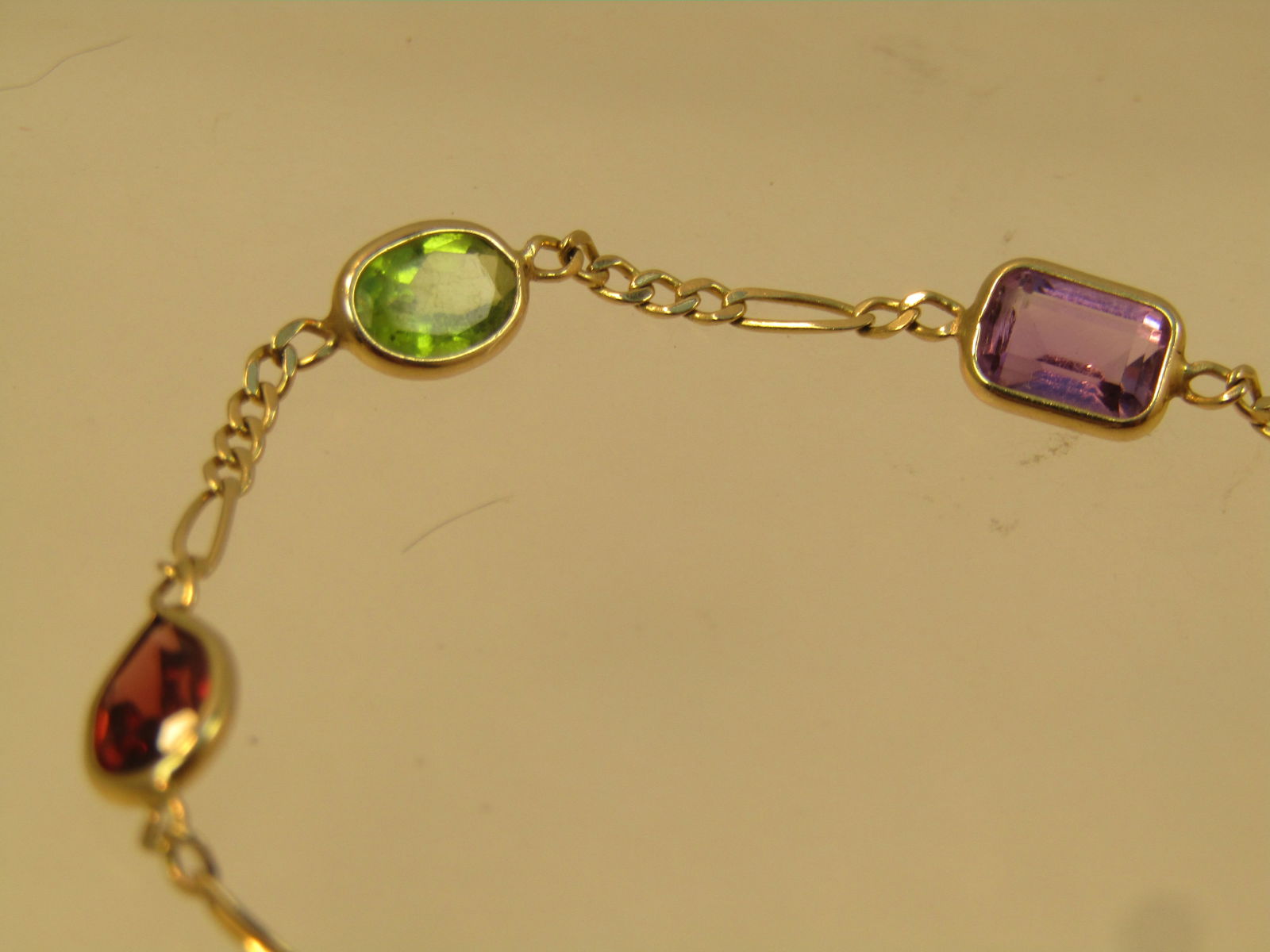 Vintage 14kt Mixed Gemstone Bracelet, 7.25m, 1980's - 3