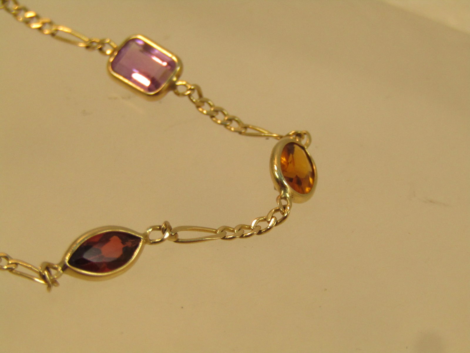 Vintage 14kt Mixed Gemstone Bracelet, 7.25m, 1980's - 4