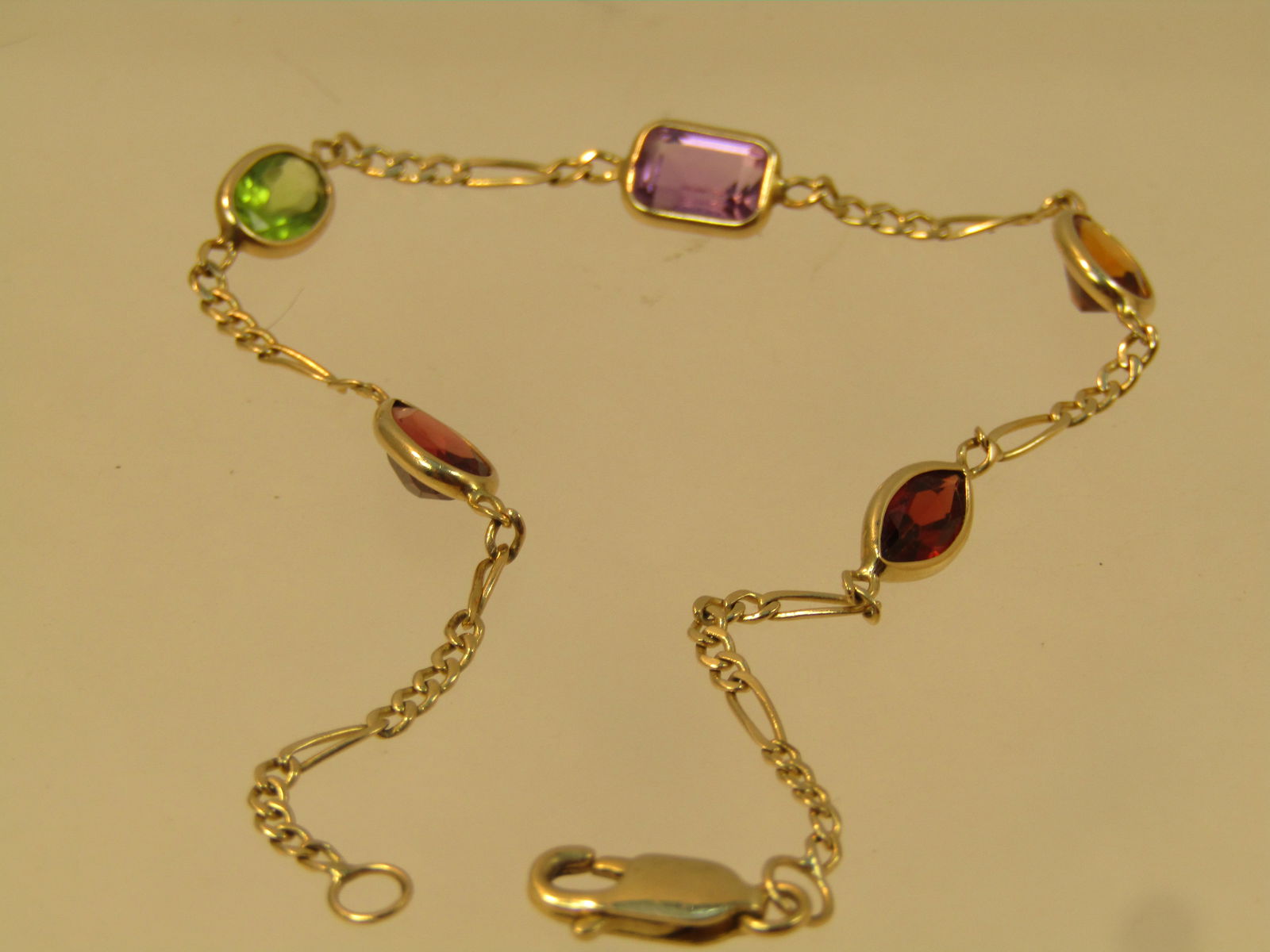 Vintage 14kt Mixed Gemstone Bracelet, 7.25m, 1980's - 5