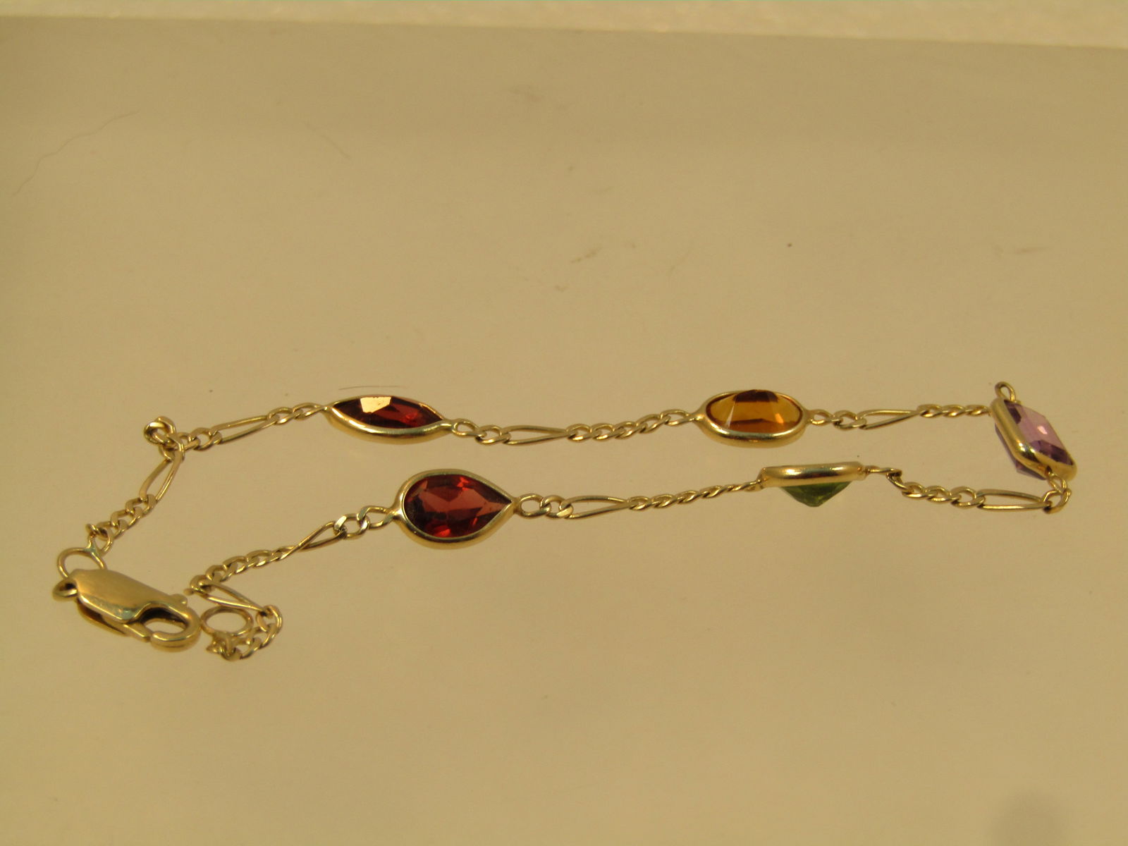 Vintage 14kt Mixed Gemstone Bracelet, 7.25m, 1980's - 6
