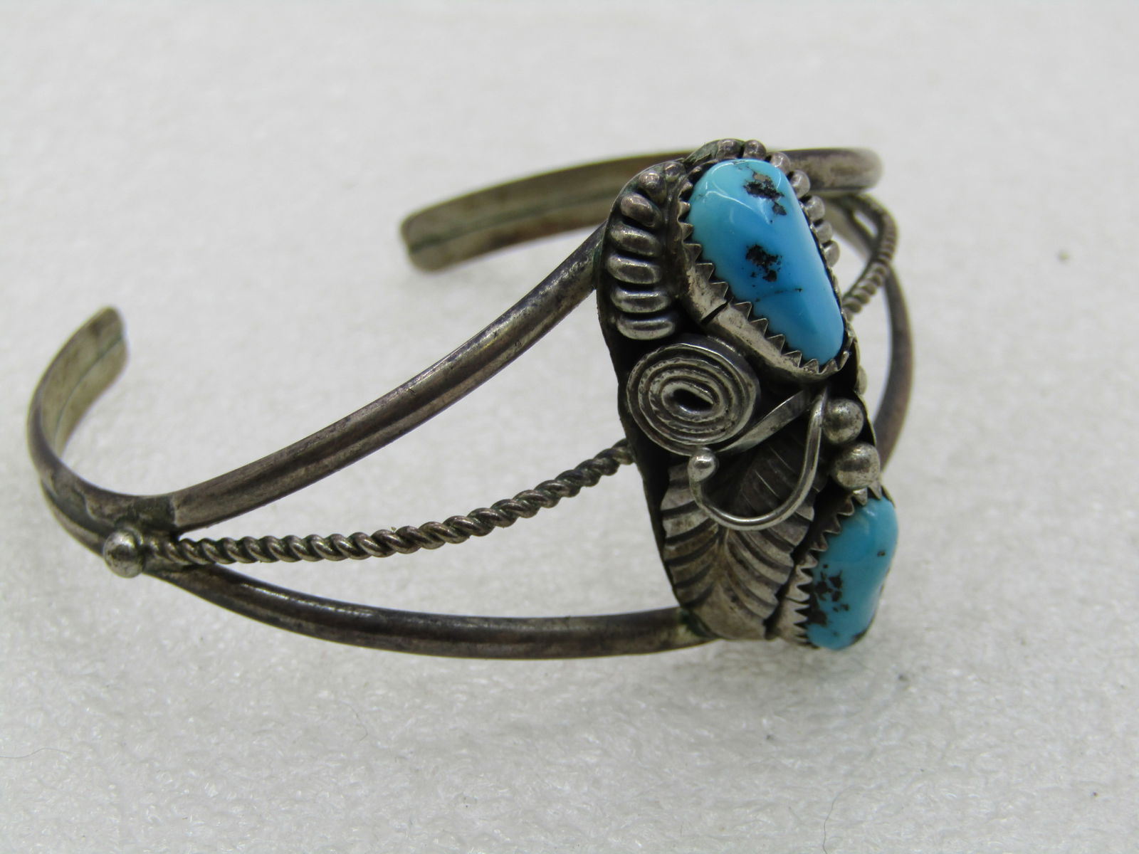 Vintage Sterling Southwestern Turquoise Cuff Bracelet, 6.75", 1960's-1980's - 8
