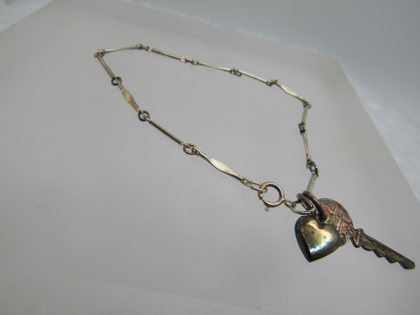 Vintage Sterling Heart & Key Bracelet, 7", Bob Siemon Designs, 1970's-1980's - 3