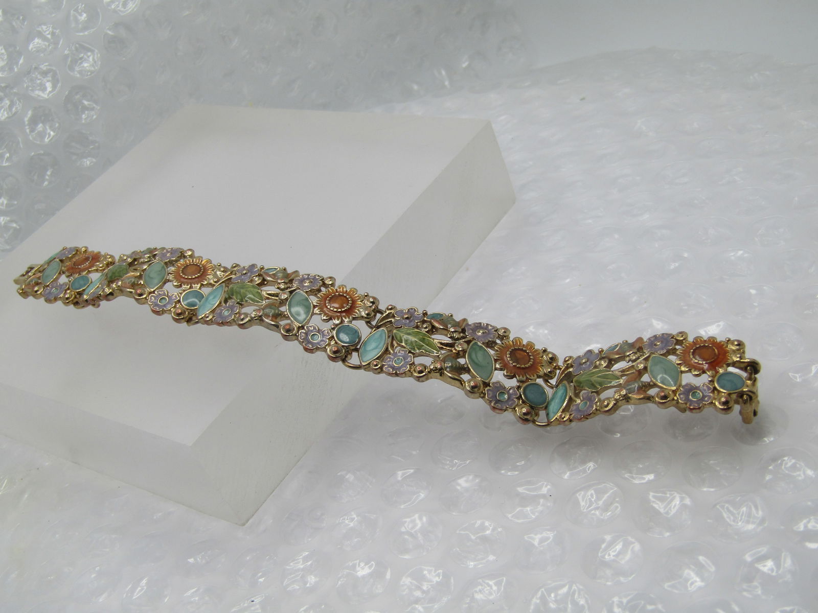 Vintage Enameled Floral Bracelet, 7.25", 1990's. Liz Claiborne - 5
