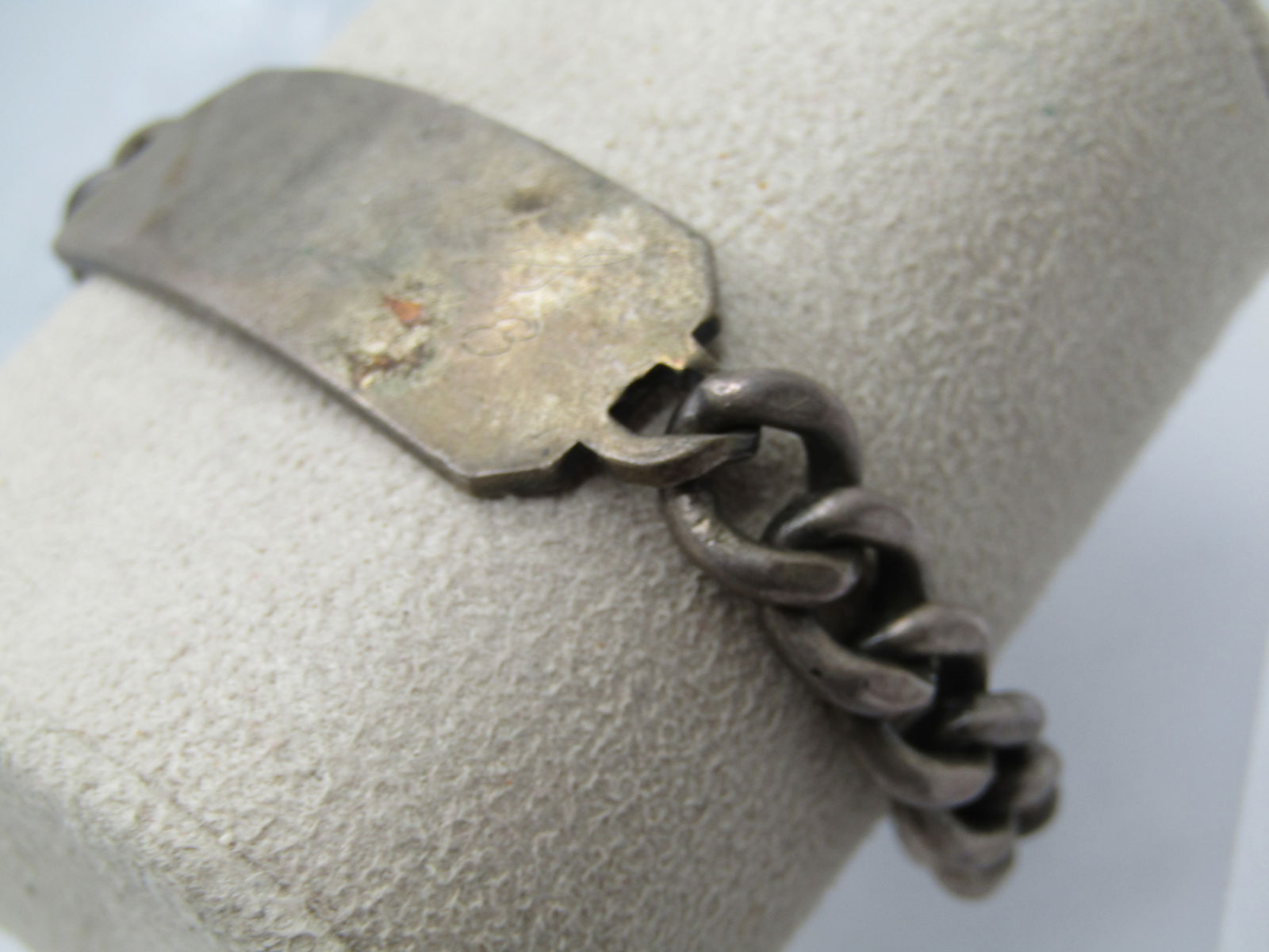 Vintage Heavy Sterling ID Bracelet, 8", Navy, 1940's, - 2