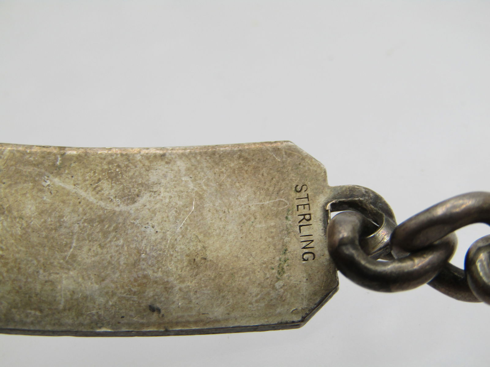 Vintage Heavy Sterling ID Bracelet, 8", Navy, 1940's, - 5