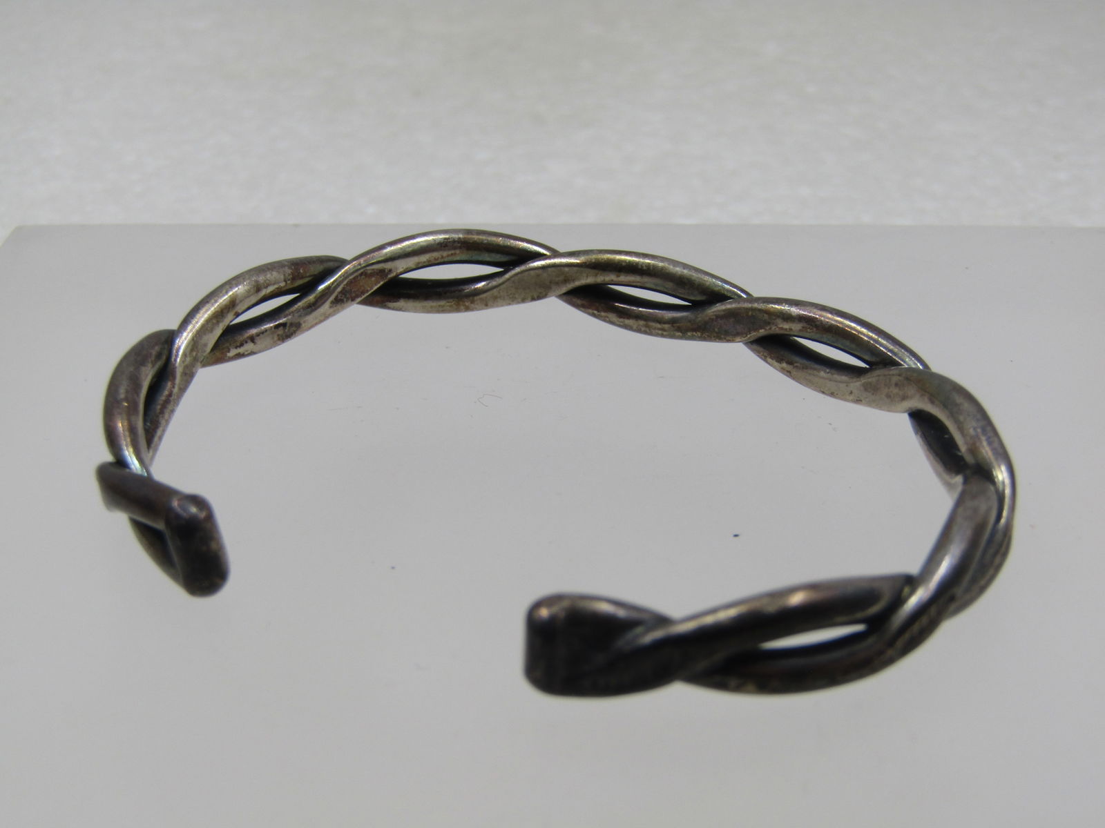 Vintage Sterling Intertwined Southwestern Stamped Cuff Bracelet 6.5" - 5