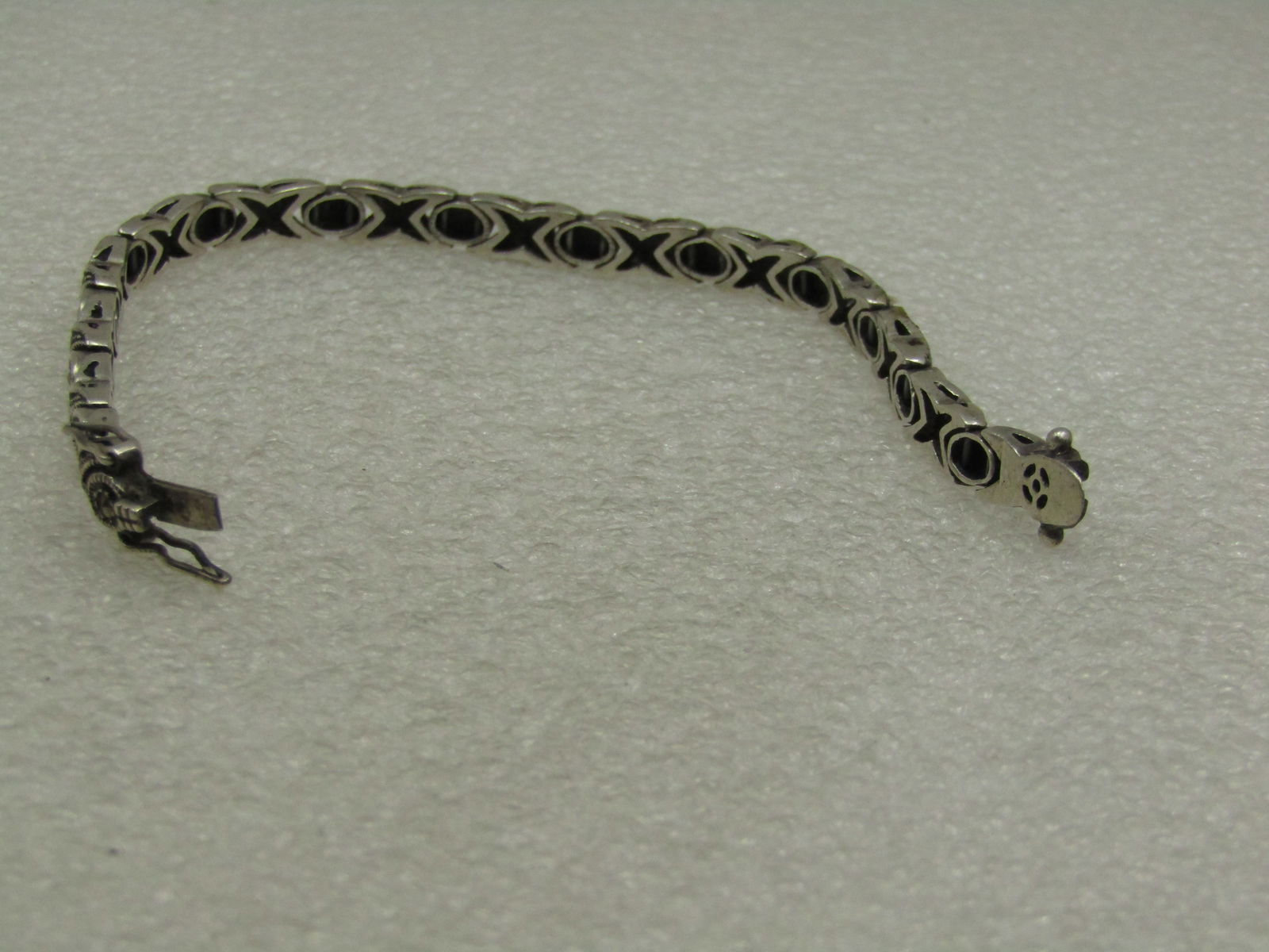 Vintage Sterling X O Marcasite Tennis Bracelet, 7" - 5