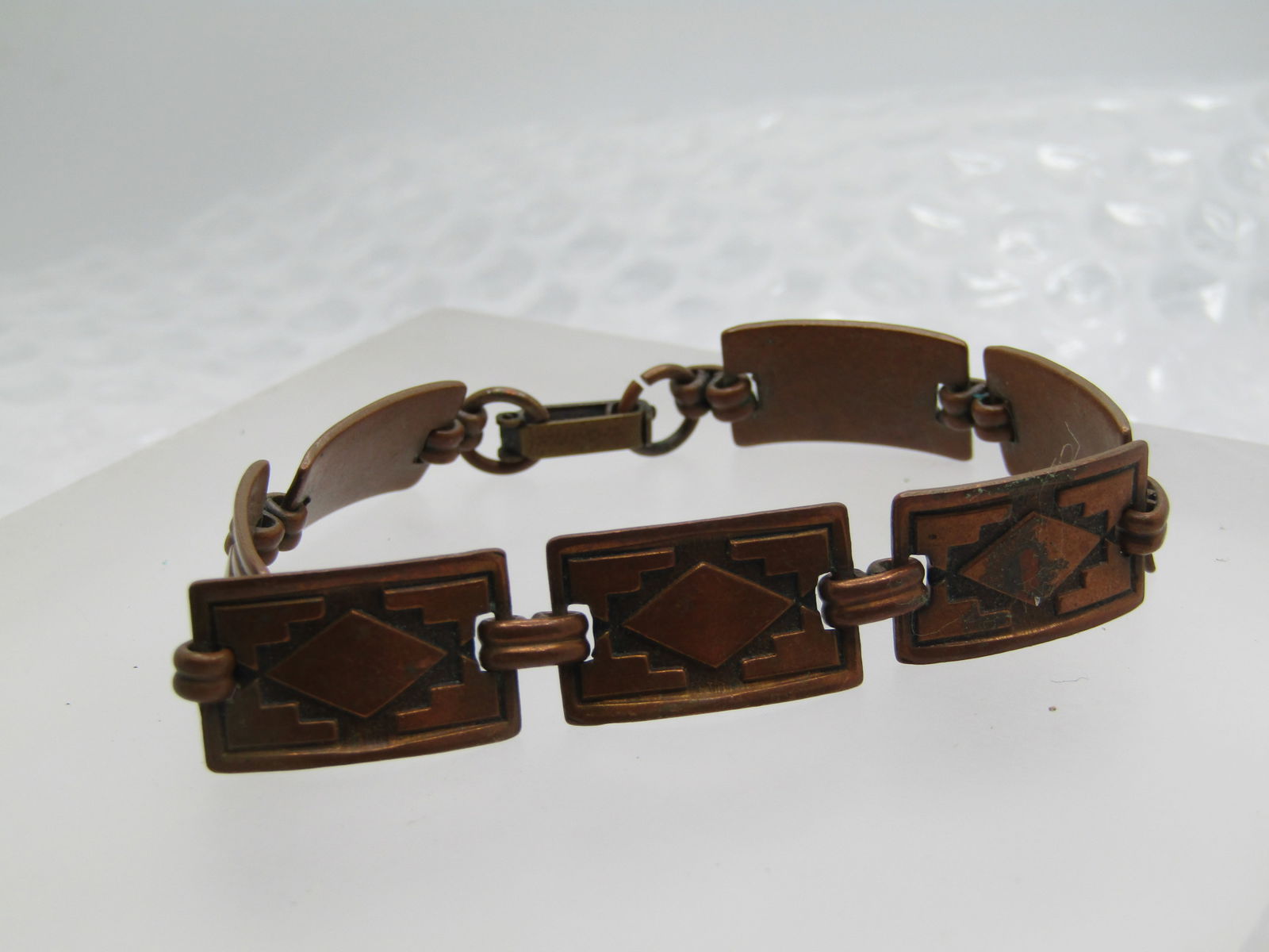 Vintage Copper Southwestern Link Bracelet, 7", Unisex, 1960's-1970's - 2