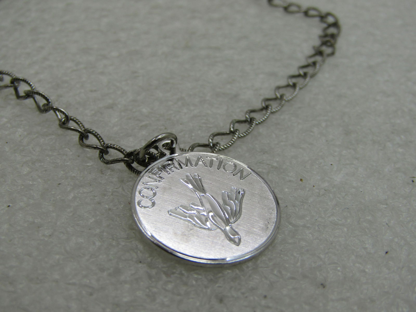 Vintage Sterling Silver Ankle Charm Bracelet, Confirmation Charm, 9.5", 1960'S - 2