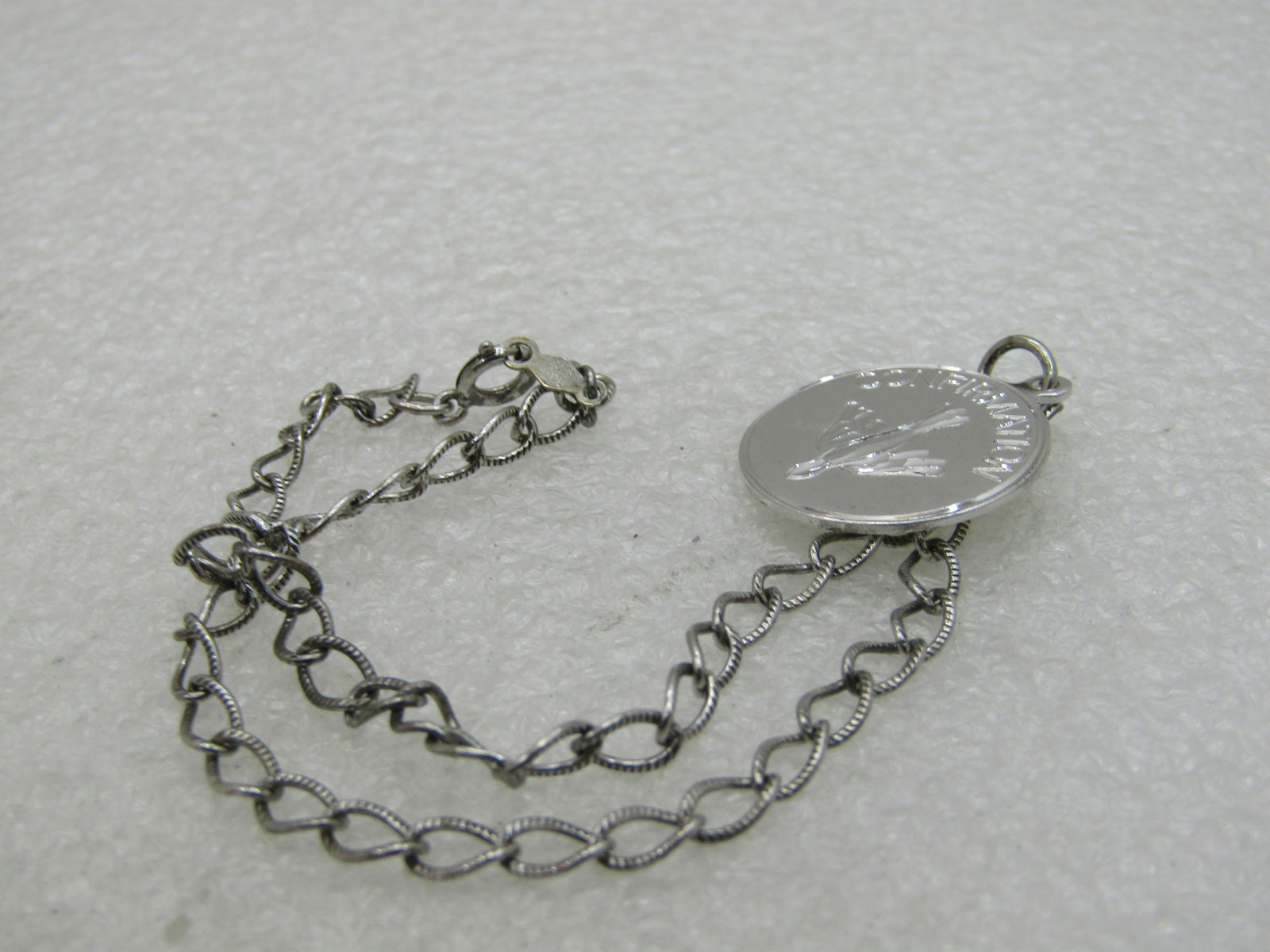 Vintage Sterling Silver Ankle Charm Bracelet, Confirmation Charm, 9.5", 1960'S - 3