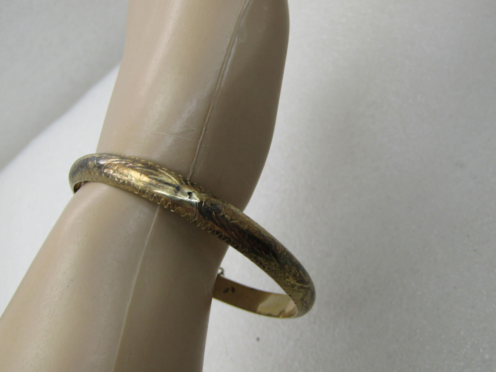 Vintage Sterling Silver Engraved Bangle Bracelet, 7.25", 6.5mm - 10