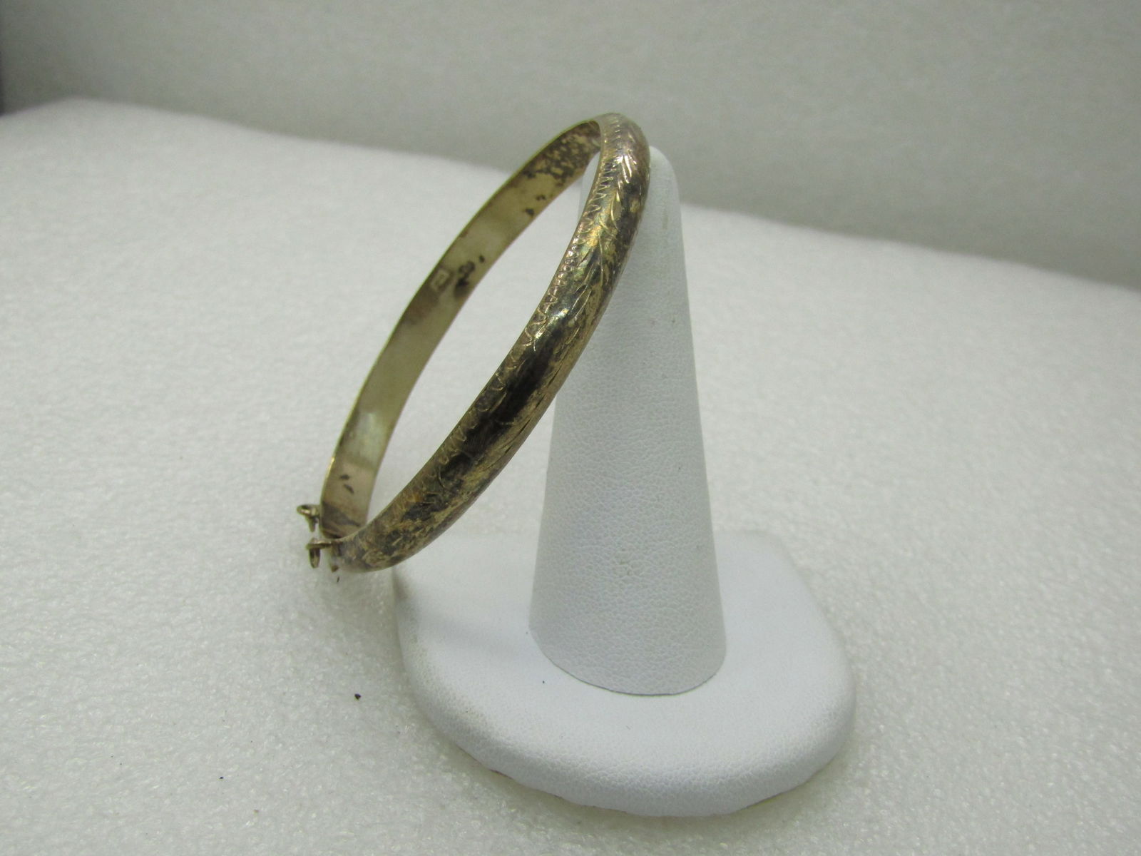 Vintage Sterling Silver Engraved Bangle Bracelet, 7.25", 6.5mm - 2