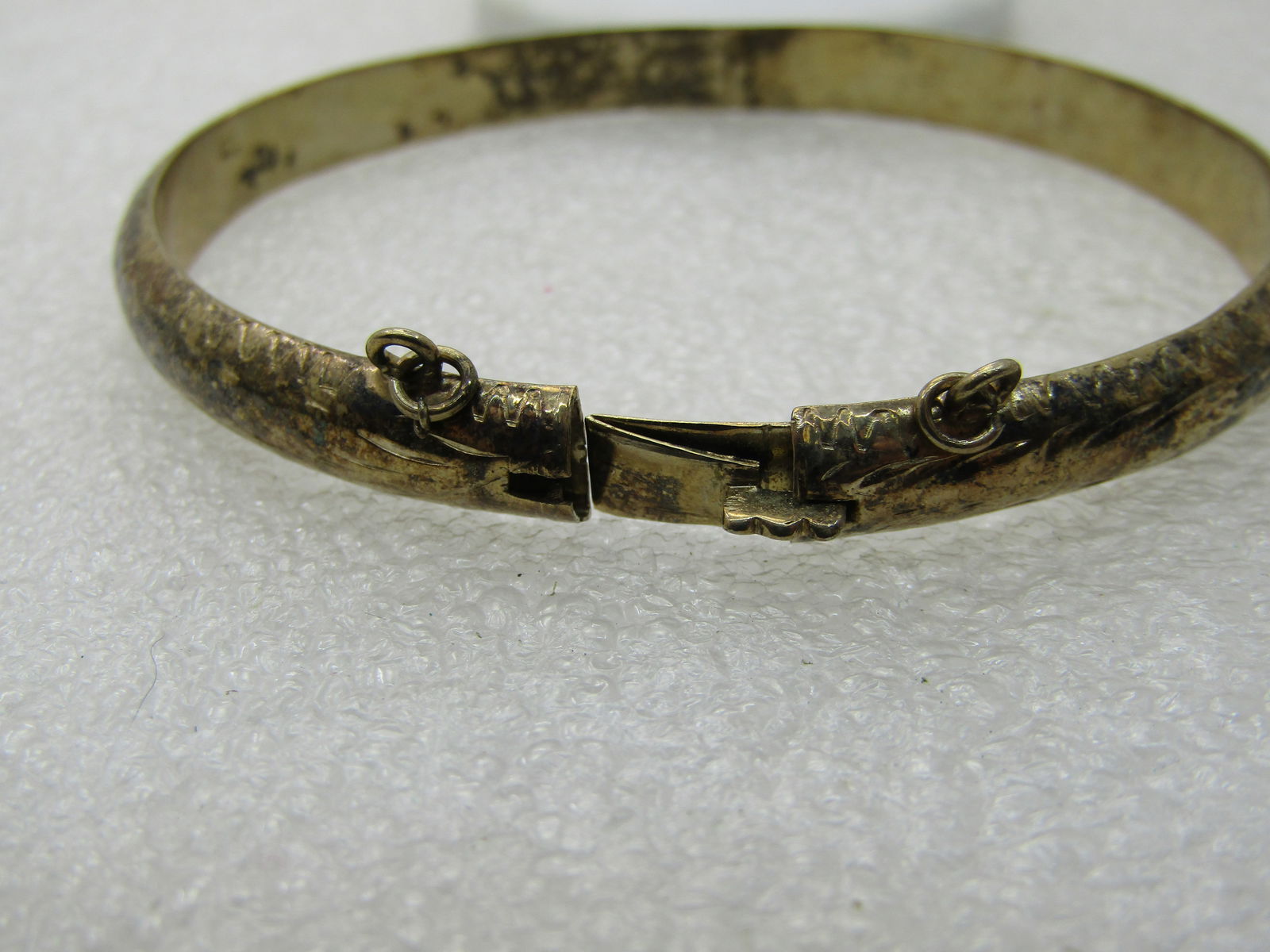 Vintage Sterling Silver Engraved Bangle Bracelet, 7.25", 6.5mm - 8