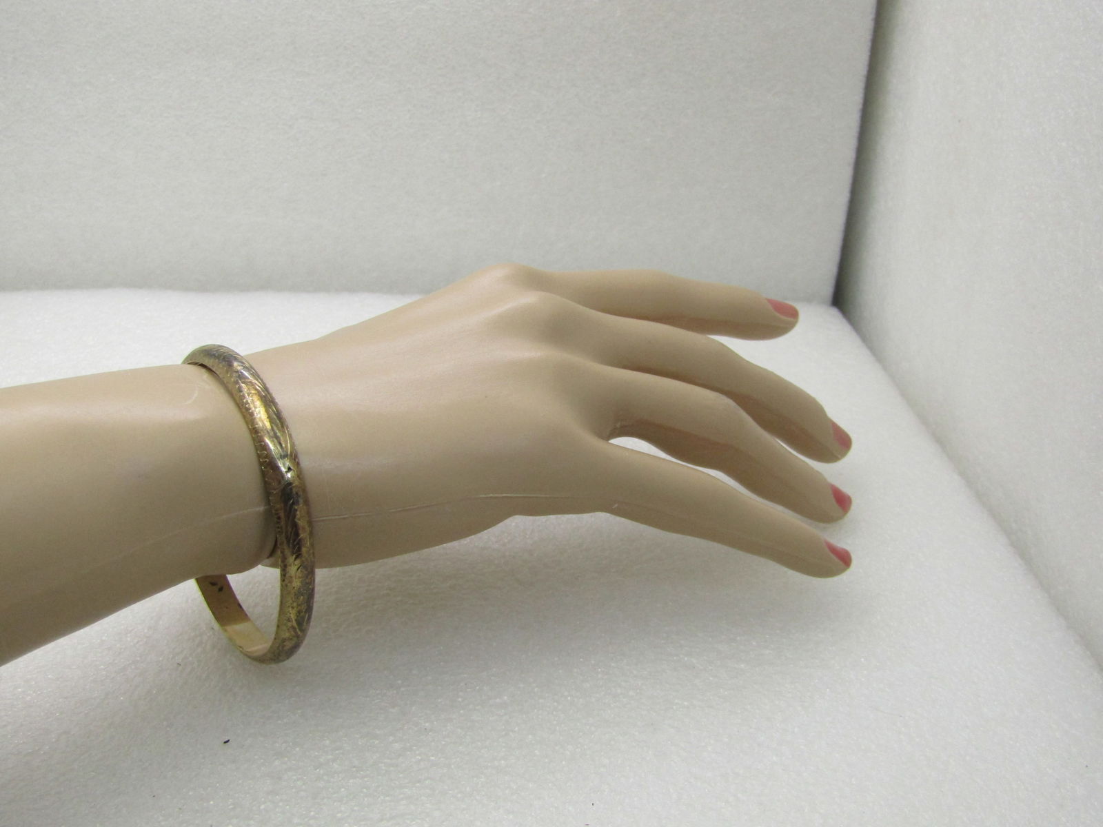 Vintage Sterling Silver Engraved Bangle Bracelet, 7.25", 6.5mm - 9