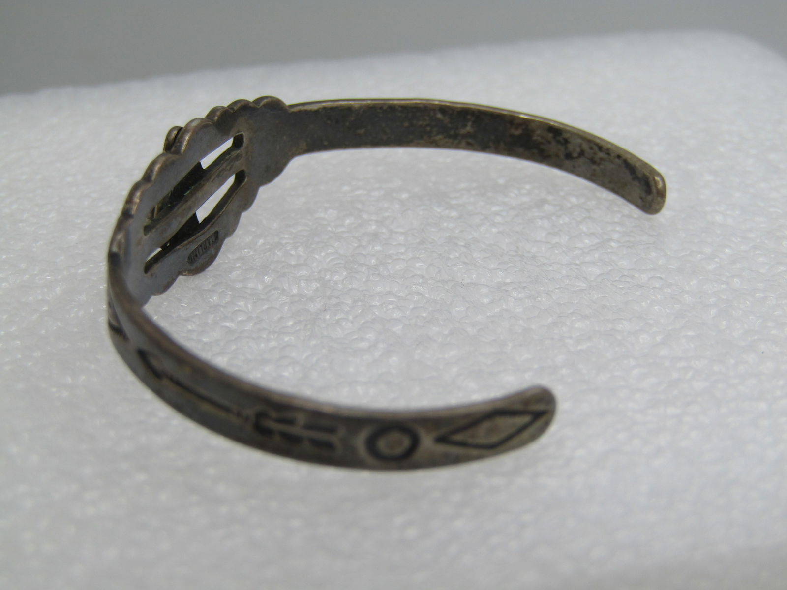 Vintage Sterling Southwestern Turquoise Thunderbird Cuff Bracelet, Youth, 5" - 3