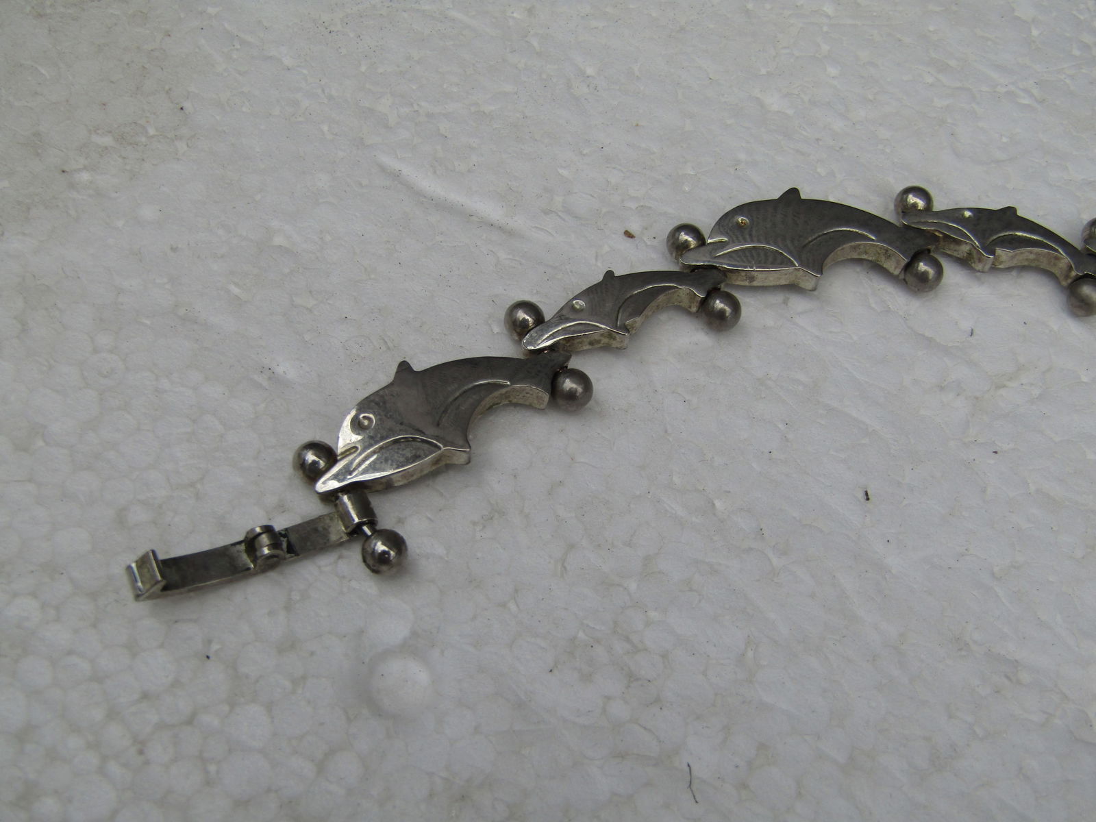 Vintage Arched Dolphin Link Bracelet, 7.25", Stainless Steel 11mm wide - 2