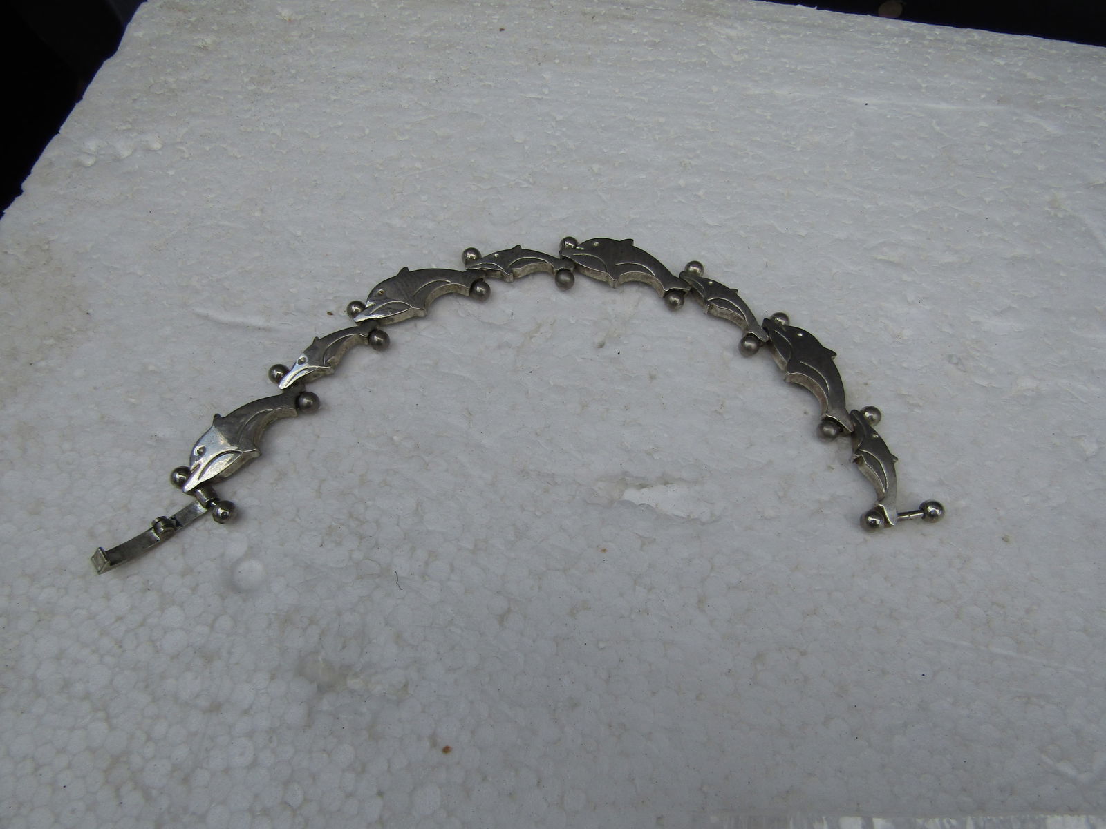 Vintage Arched Dolphin Link Bracelet, 7.25", Stainless Steel 11mm wide - 4