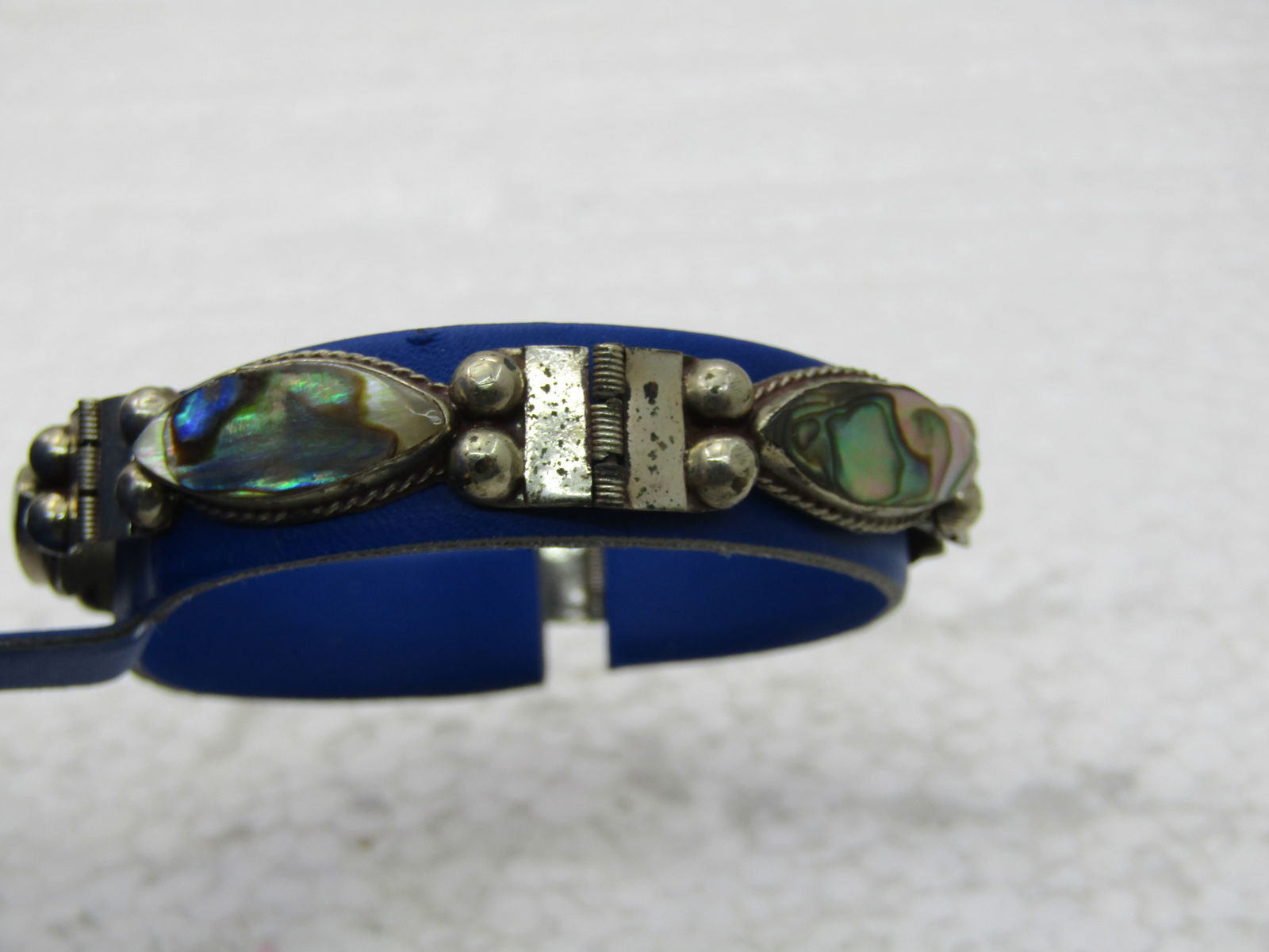 Vintage Mexico Alpaca Abalone Bracelet, 6.75", 1960's - 2