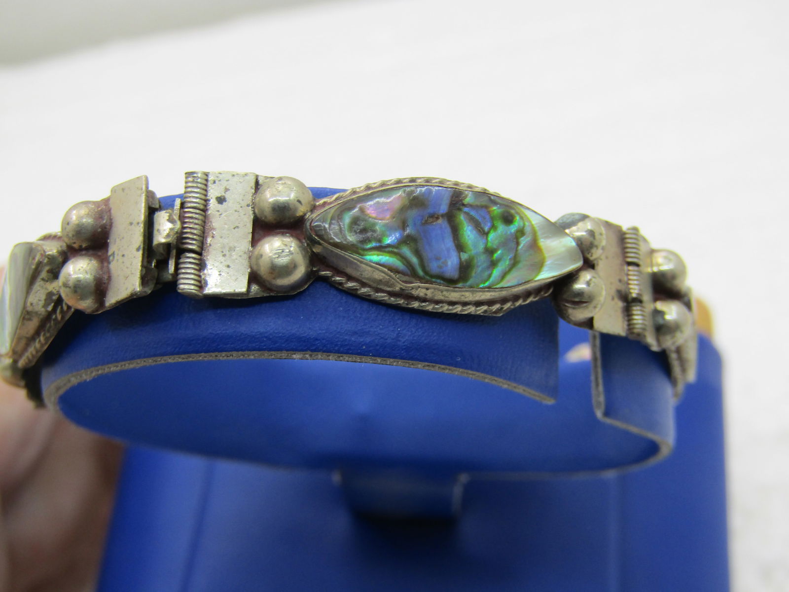 Vintage Mexico Alpaca Abalone Bracelet, 6.75", 1960's - 3
