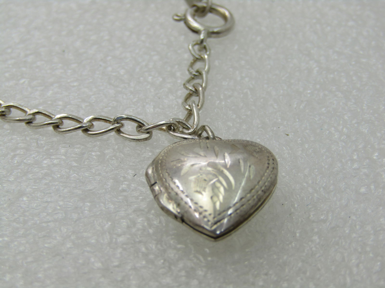 Vintage Sterling Silver Heart Locket Bracelet, 7.25", Signed MA - Marsala - 3