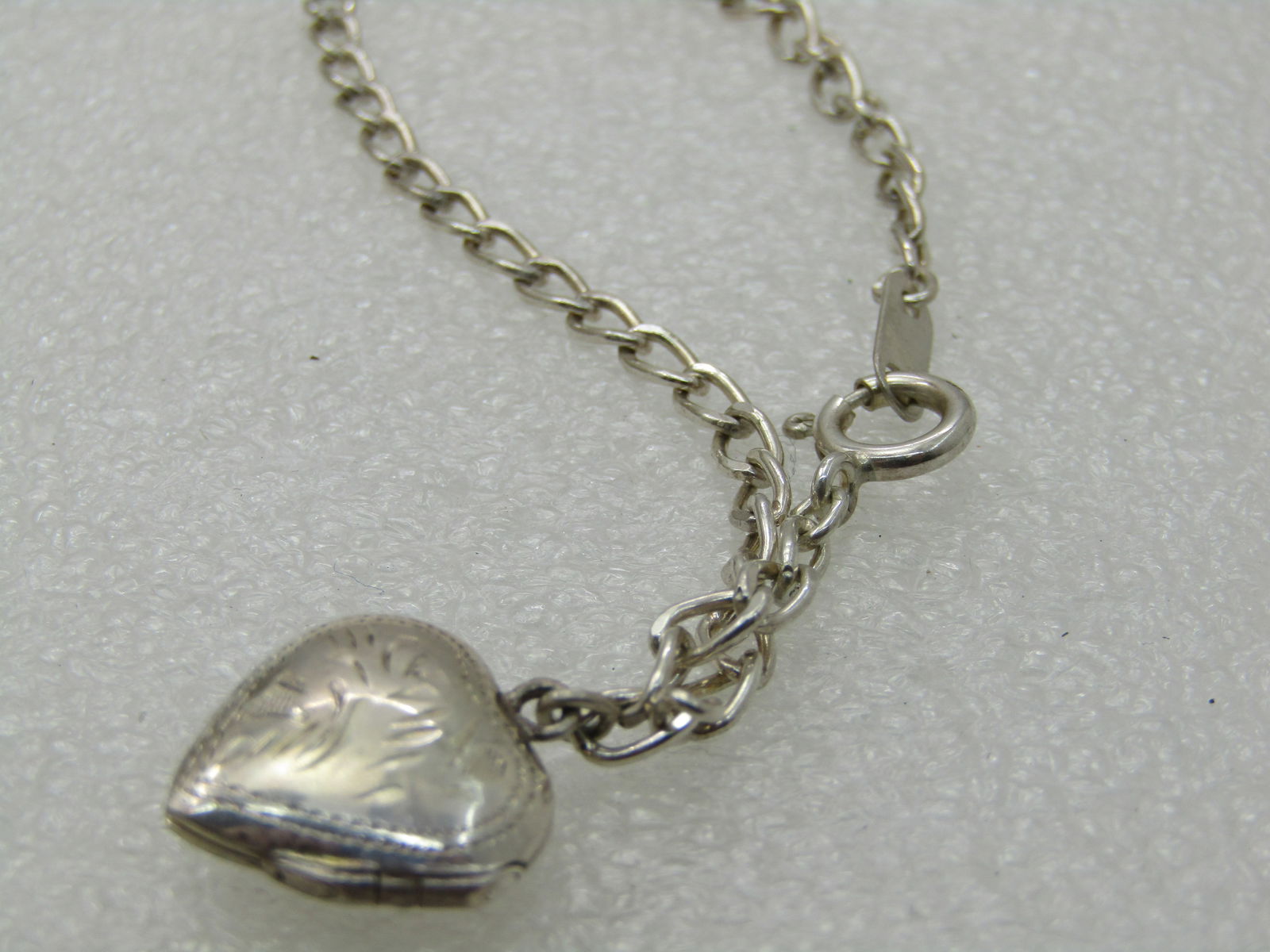Vintage Sterling Silver Heart Locket Bracelet, 7.25", Signed MA - Marsala - 5