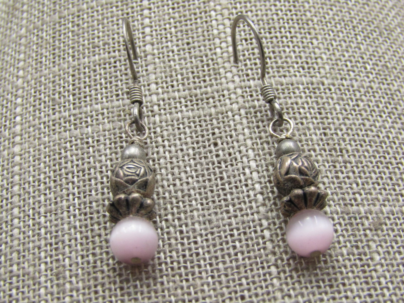 Vintage Boho Pink Moonstone Rose Beaded Bracelet, 7.5" - 6