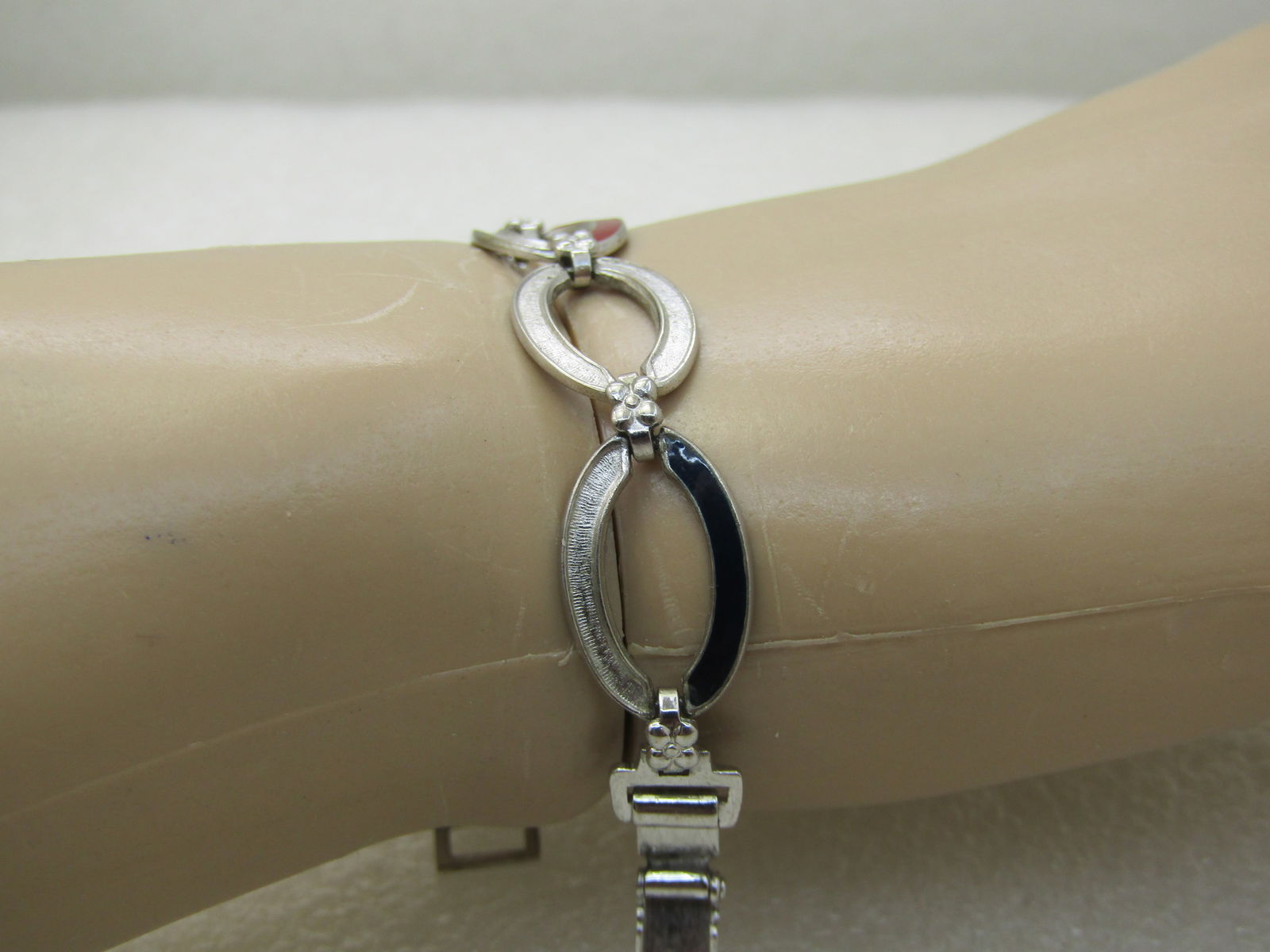 Vintage Sterling Silver Oval Link Bracelet, signed WRE, 7.25", 11mm, 1960's-1970's W. E. Richards - 7