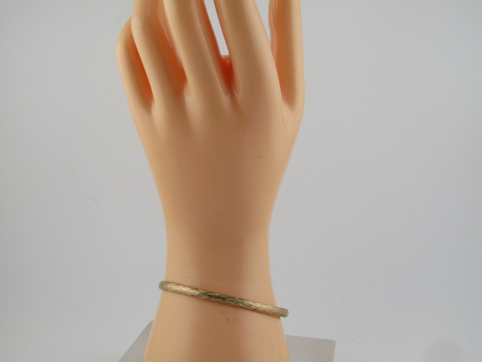 Vintage 10kt Locking Bangle Bracelet, 6.75", Signed, 1960's-1970's - 6