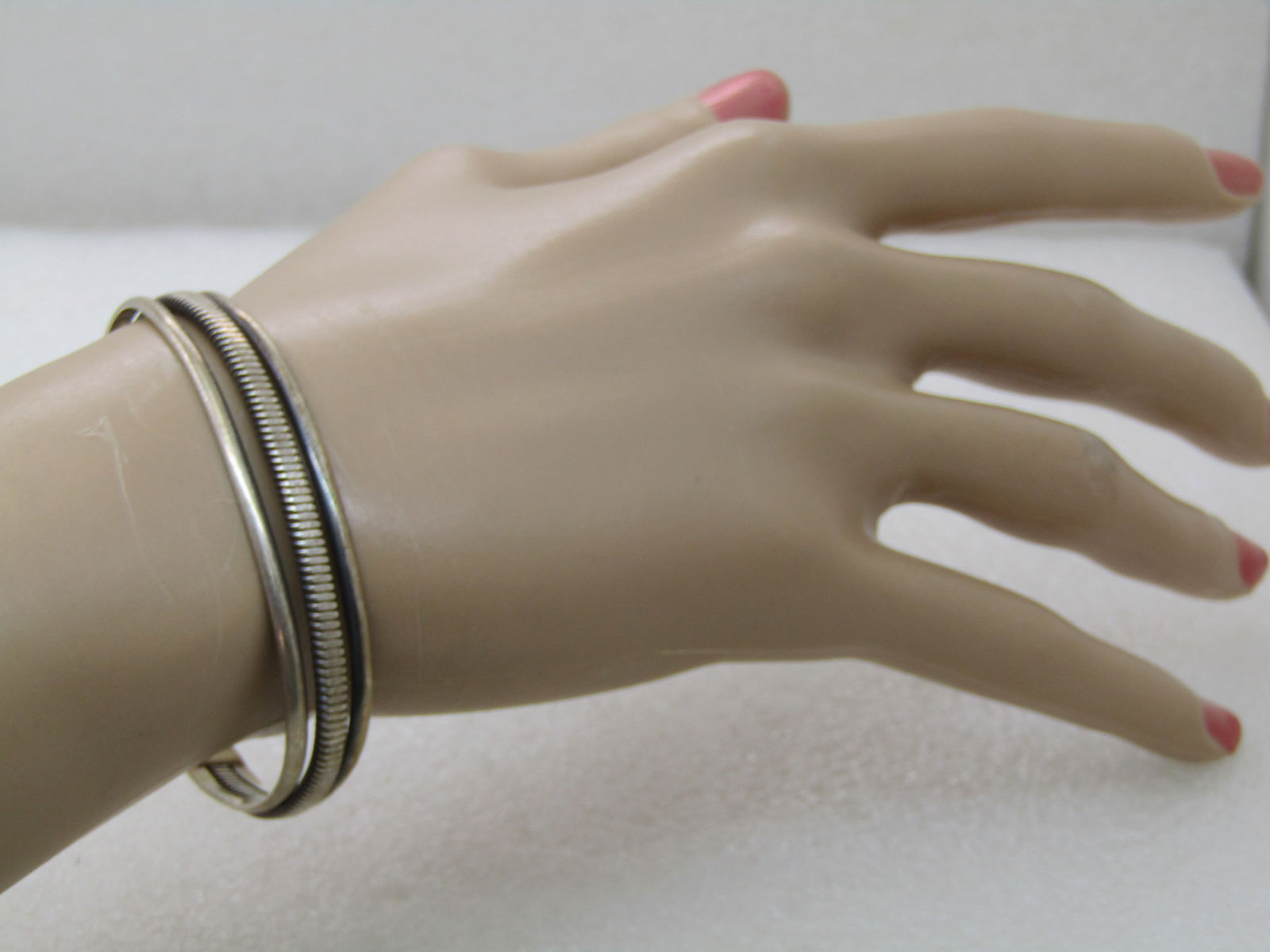 Vintage Sterling Southwestern Cuff Bracelet, three Bands, 6.25 - 7