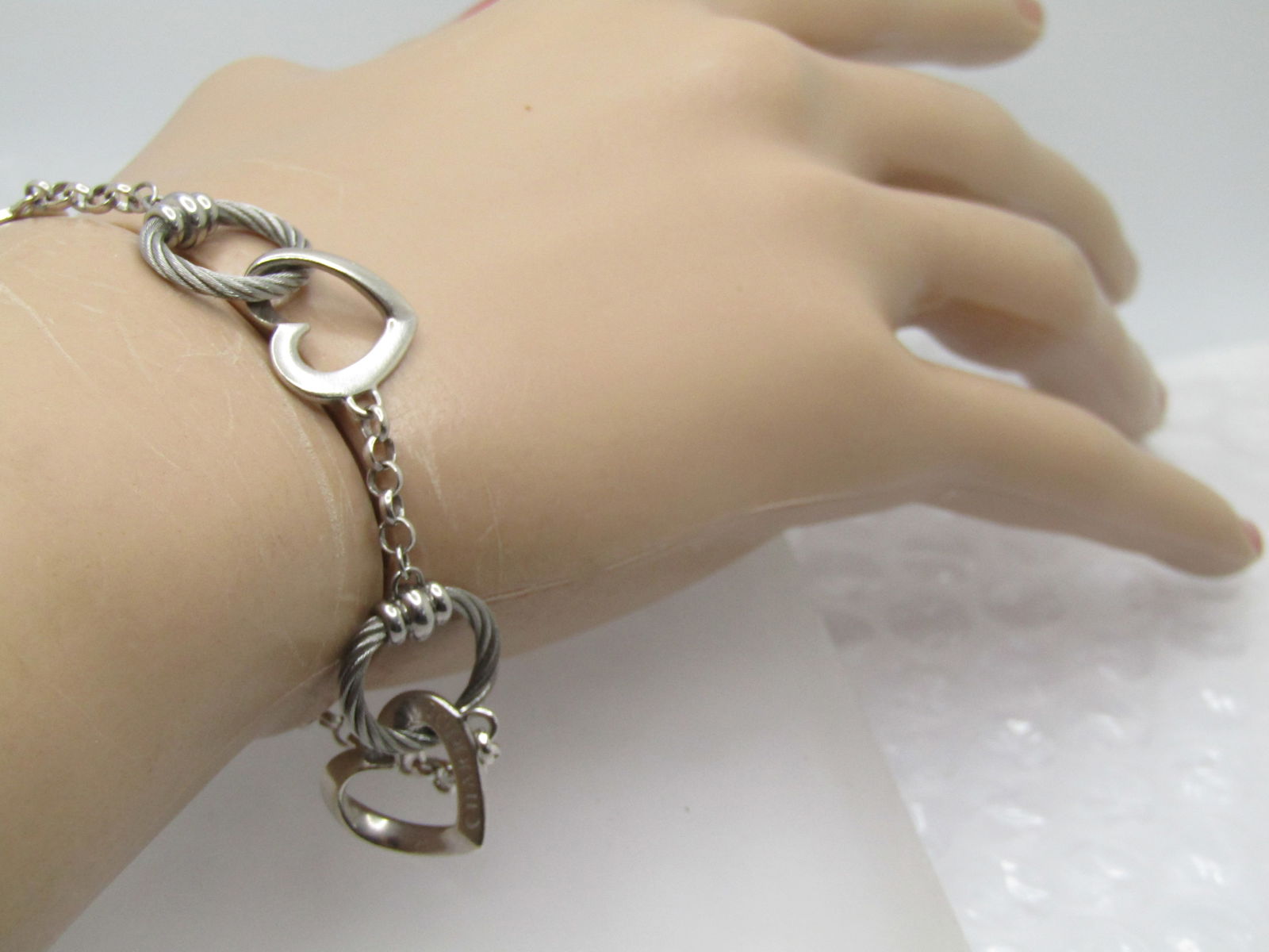 Charriol Sterling Interlocking Heart & Cable Bracelet, 6"-7" - 5