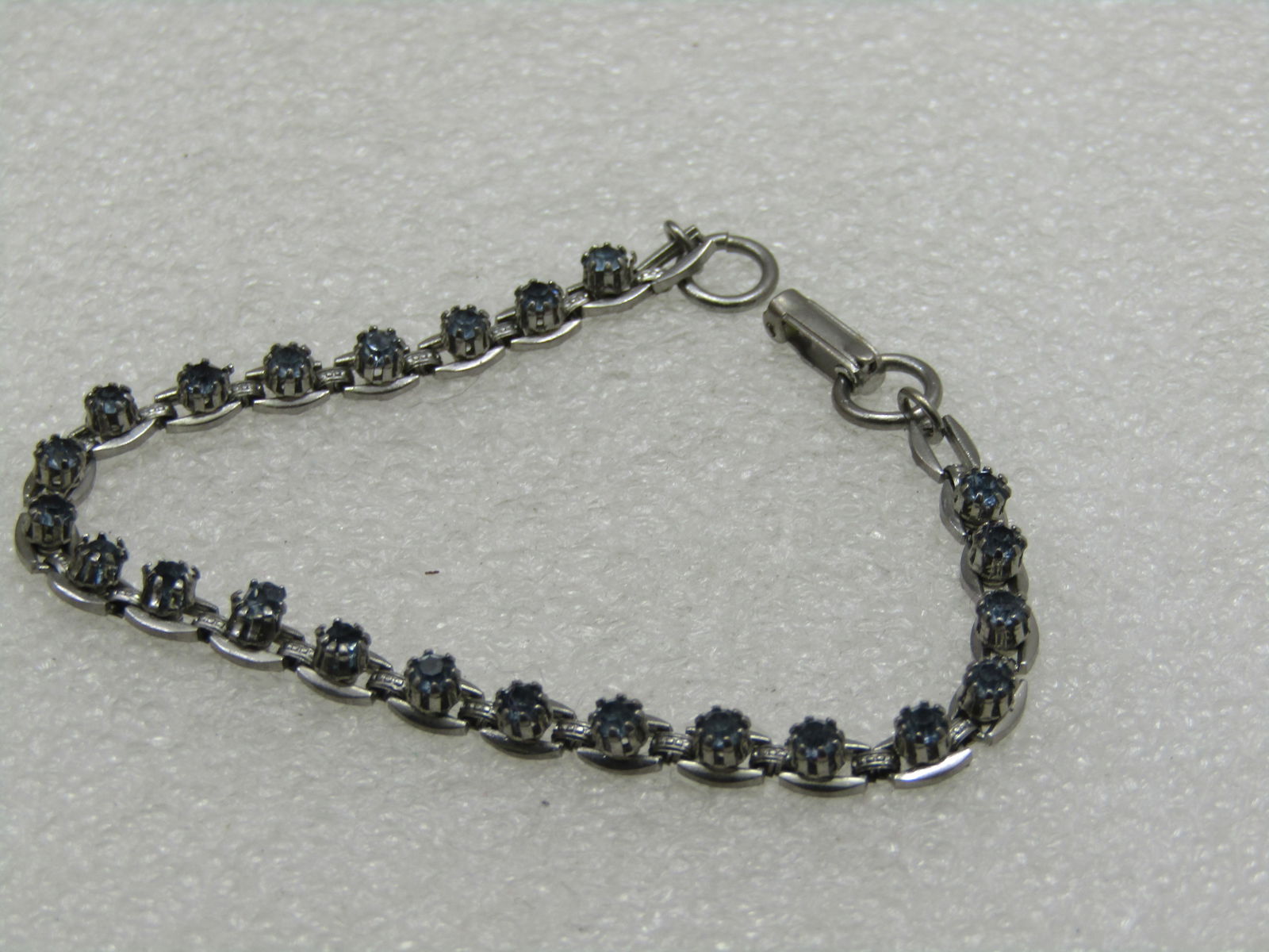 Vintage Blue Rhinestone Tennis Bracelet, 7.25", 1970's-1980's - 2