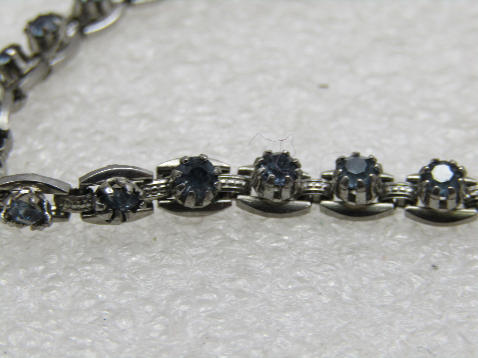 Vintage Blue Rhinestone Tennis Bracelet, 7.25", 1970's-1980's - 4