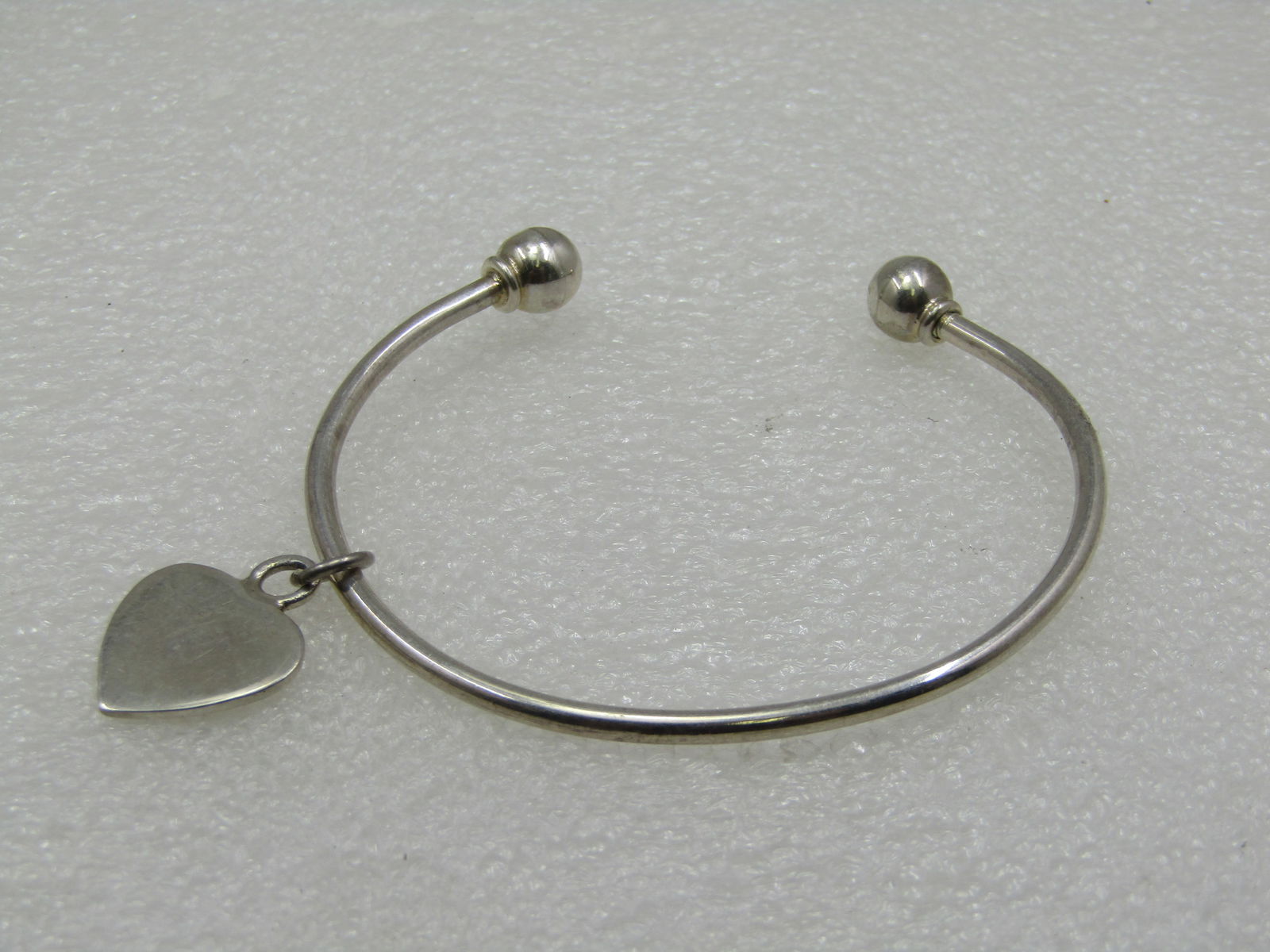 Sterling Silver Sliding Heart Cuff/Bangle Bracelet - 2