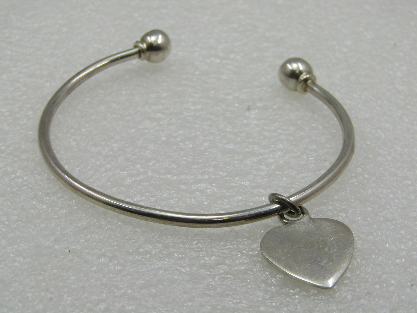 Sterling Silver Sliding Heart Cuff/Bangle Bracelet - 4