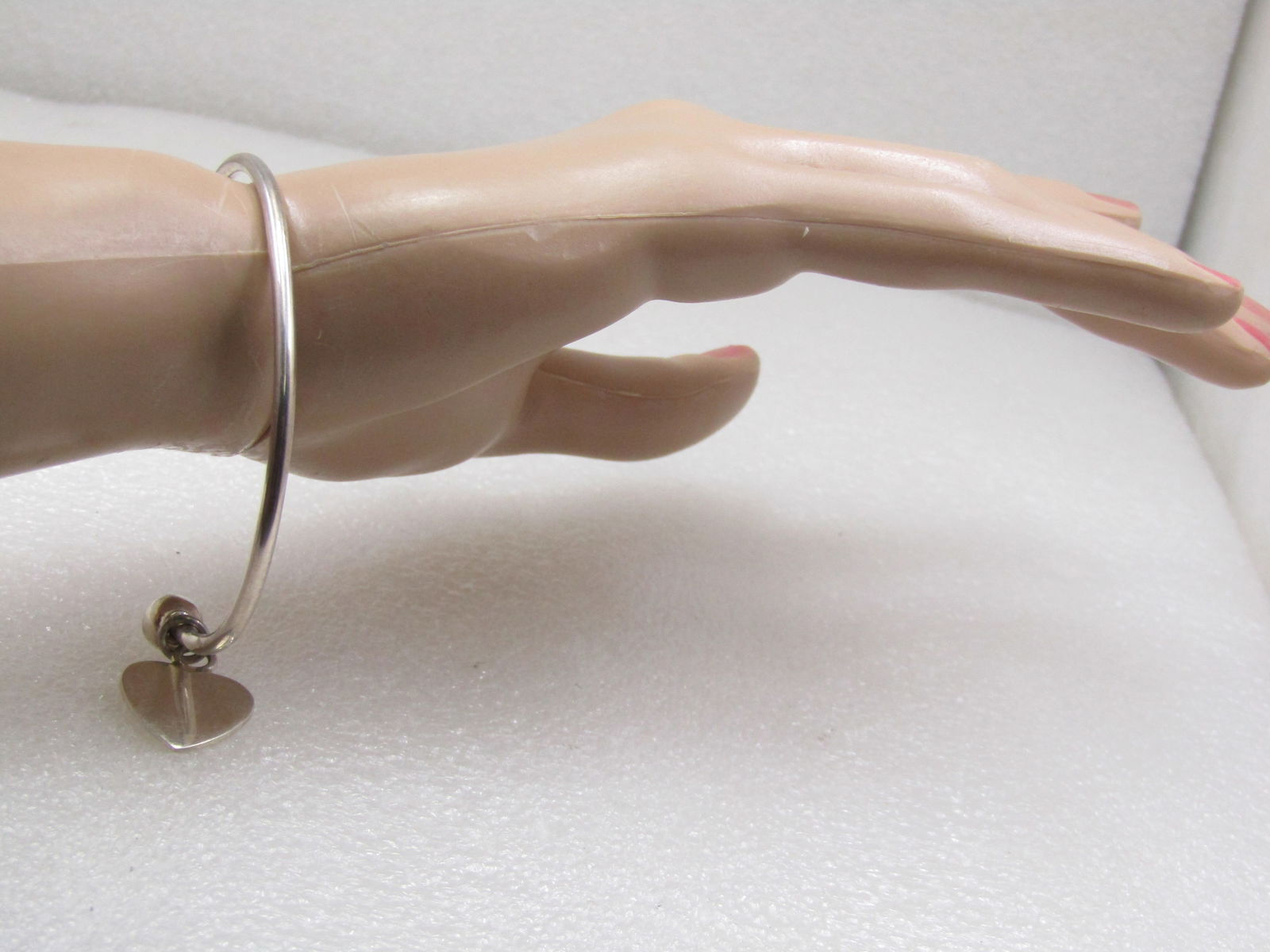 Sterling Silver Sliding Heart Cuff/Bangle Bracelet - 5