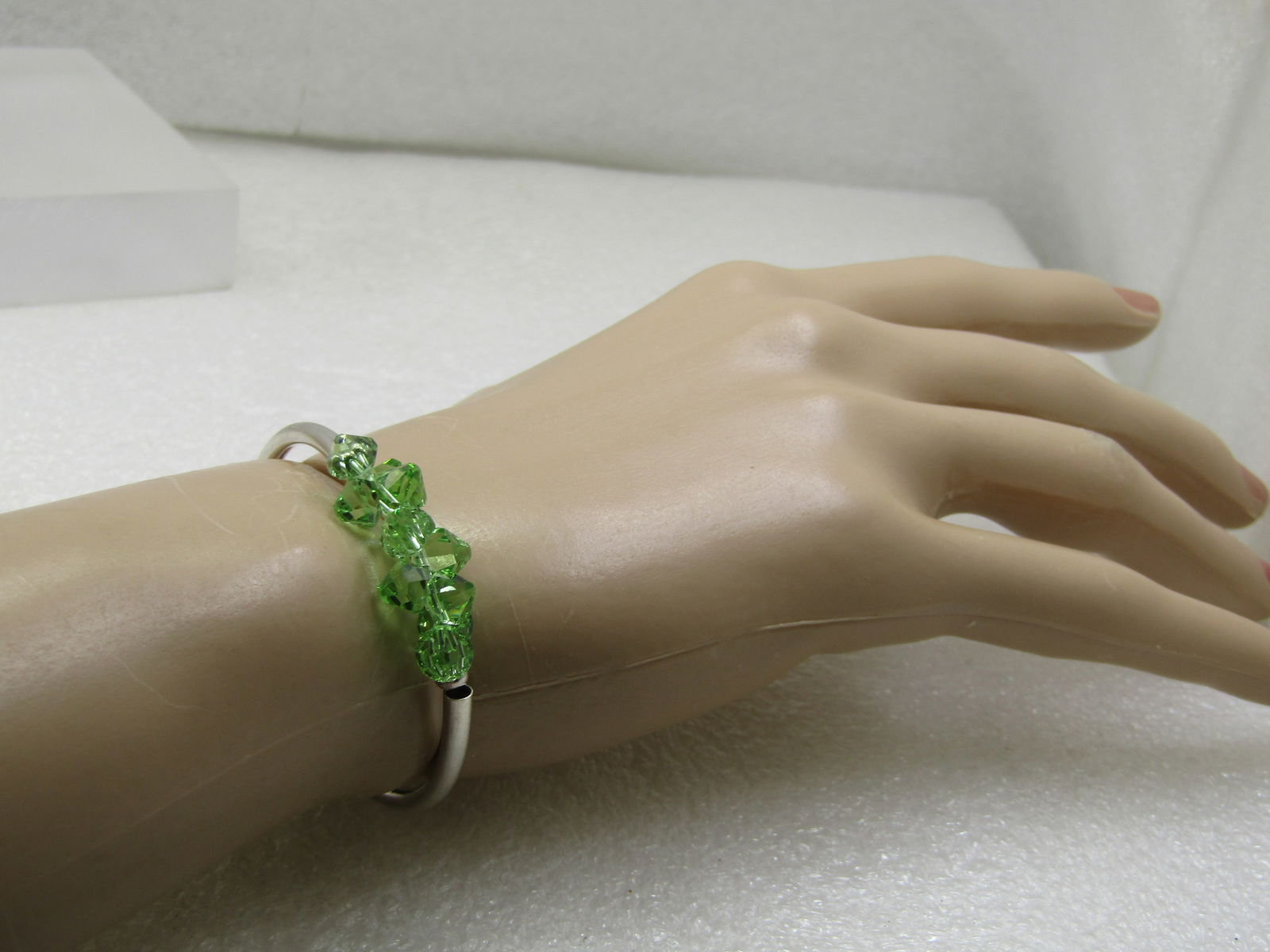 Sterling Green Crystal Toggle Bracelet, 6.75" - 7