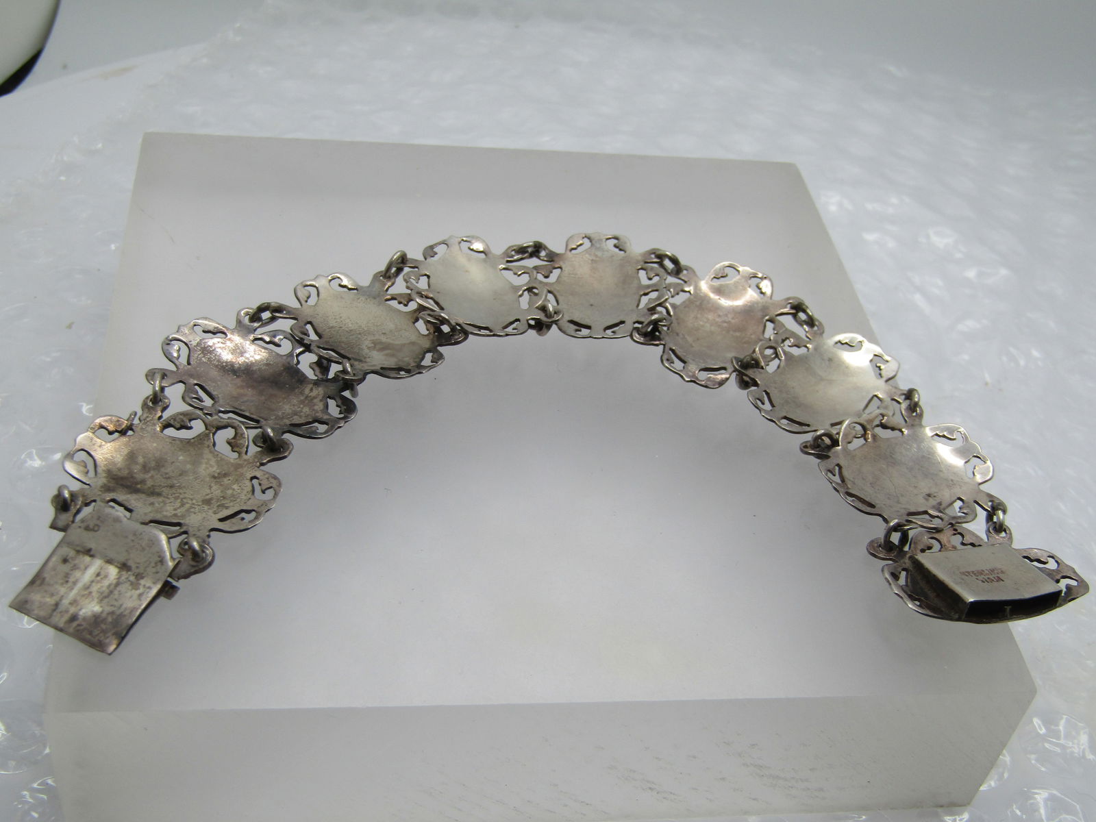Vintage Sterling Fiigree Siam Bracelet, 1940's-1950's, 7" - 7